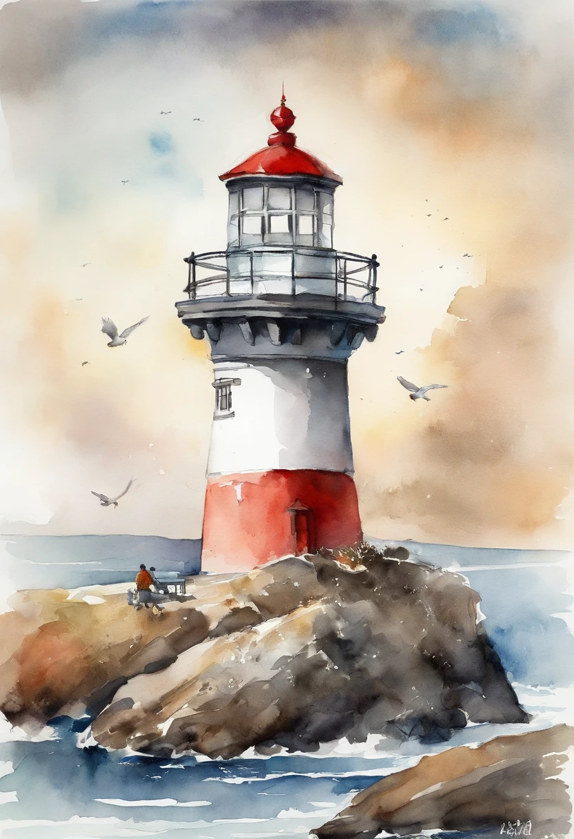 lighthouse man,bit girl,Laotieshan Lighthouse,Love