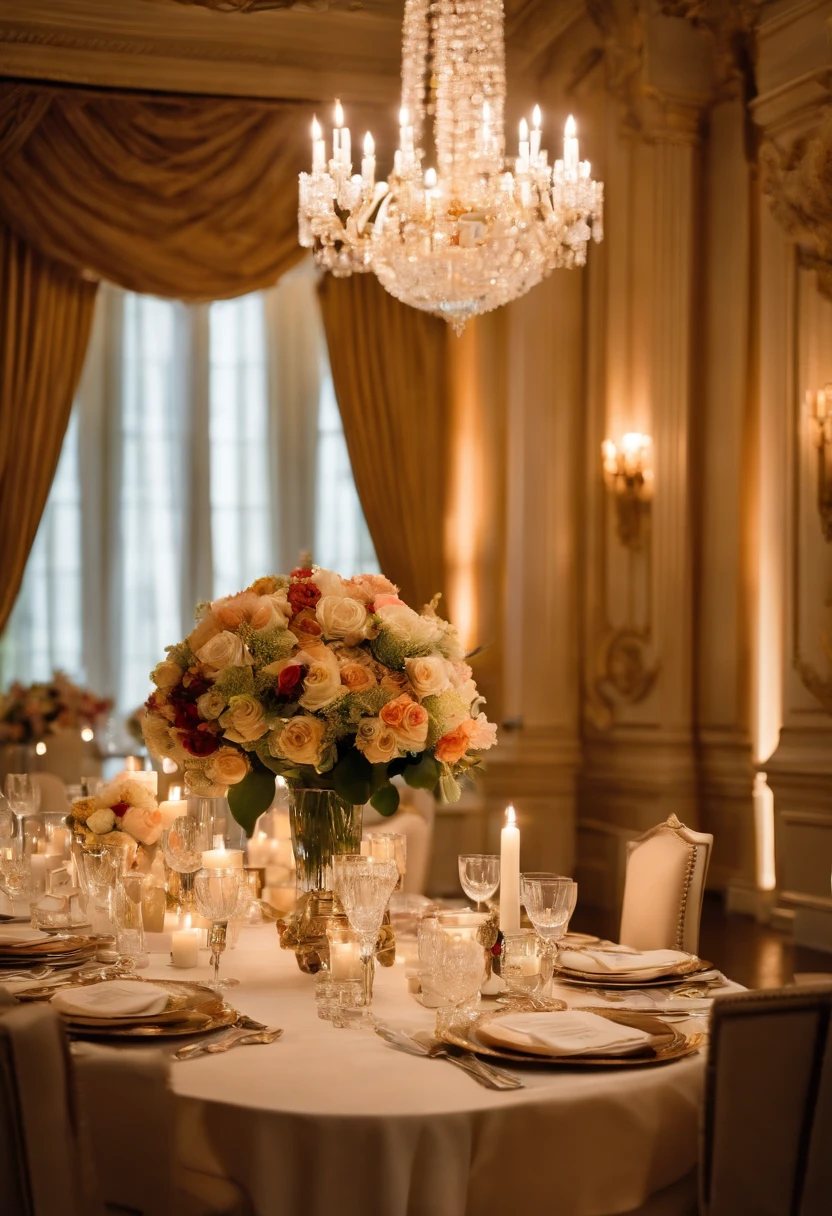 An artsy shot of a beautifully arranged floral centerpiece on a lavish dining table, with elegant place settings and candlelight in the background.,original,Melania Trump, known for her time as the First Lady of the United States, carries an air of refined elegance, a reflection of her past as a professional model. Her tall, slender figure and fashion-forward style choices often captured attention during public appearances. Her modeling background was evident in her poised and graceful demeanor, often seen in meticulously chosen designer outfits that highlighted her statuesque presence.