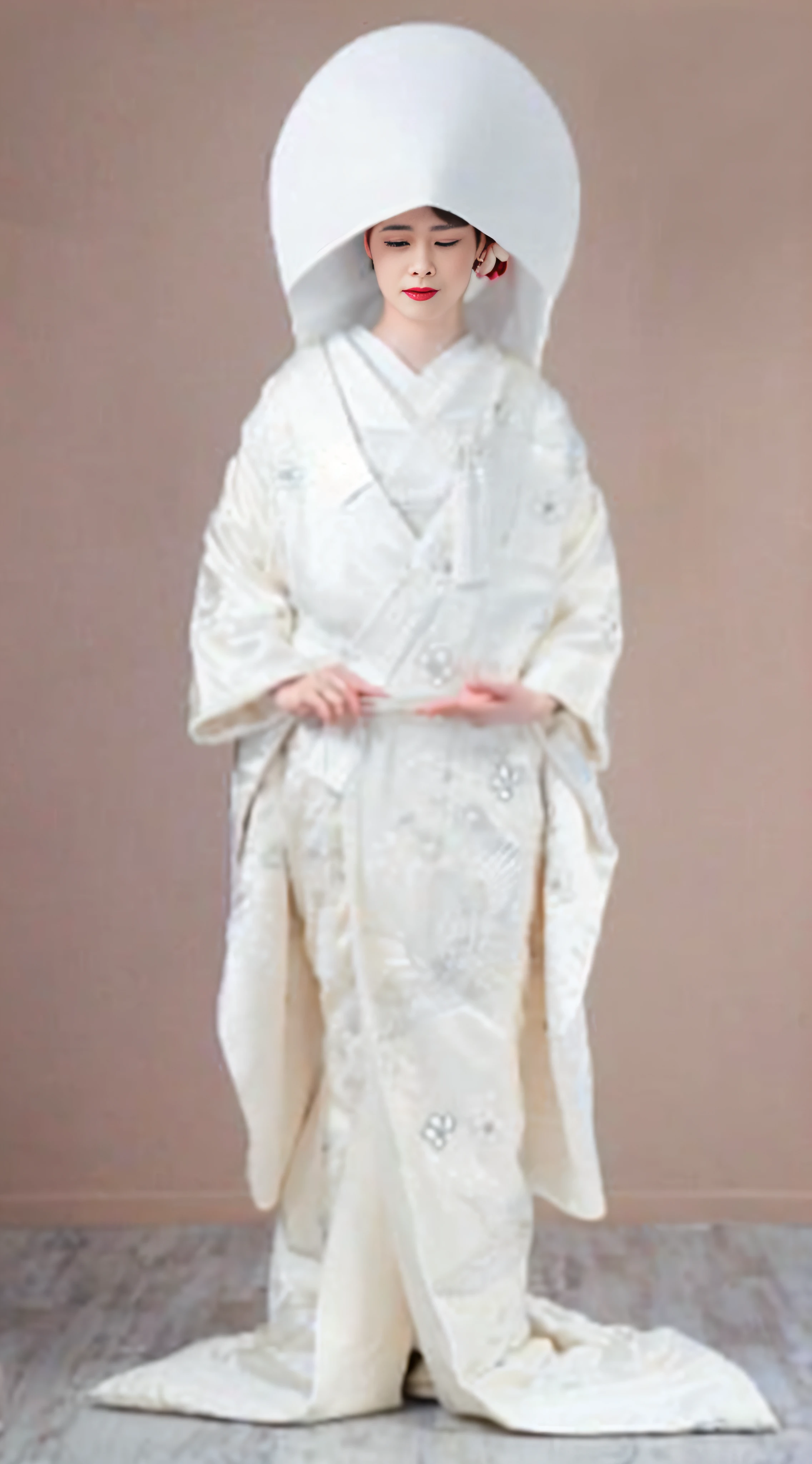 bride wearing white、Whole body、8K、realphoto、超A high resolution, Master Parts, Best Quality, nffsw , cinematic images,Lovely girl、ann、16years old、Anglo-Saxon、Green eyes、二重まぶた、very droopy eyes、(very, Very big eyes:1.8)、Dark eye shadow、The lips are very thin、The tip of the nose stretches beautifully..、the tip of the nose is small,,,,, ighly detailed , Gold Hair、Straight hair、Very smile、 Sweet look 、a very beautiful woman、legs are long、 Very clear shadows , jewely , A detailed eye, very intricate, shiny skins , Perfect Brilliant, Perfect Lighting, Dramatic shadows ,White tiara on head、Greek see-through white dress、The back of the dress is wide open、Small angel wings on the back of the shoulders、The chest and waist of the dress are white lace、Underneath the dress is a white miniskirt、Lace white gloves、holding a bouquet of white flowers with both hands、White see-through veil from the back of the head、Silver necklace around the neck、