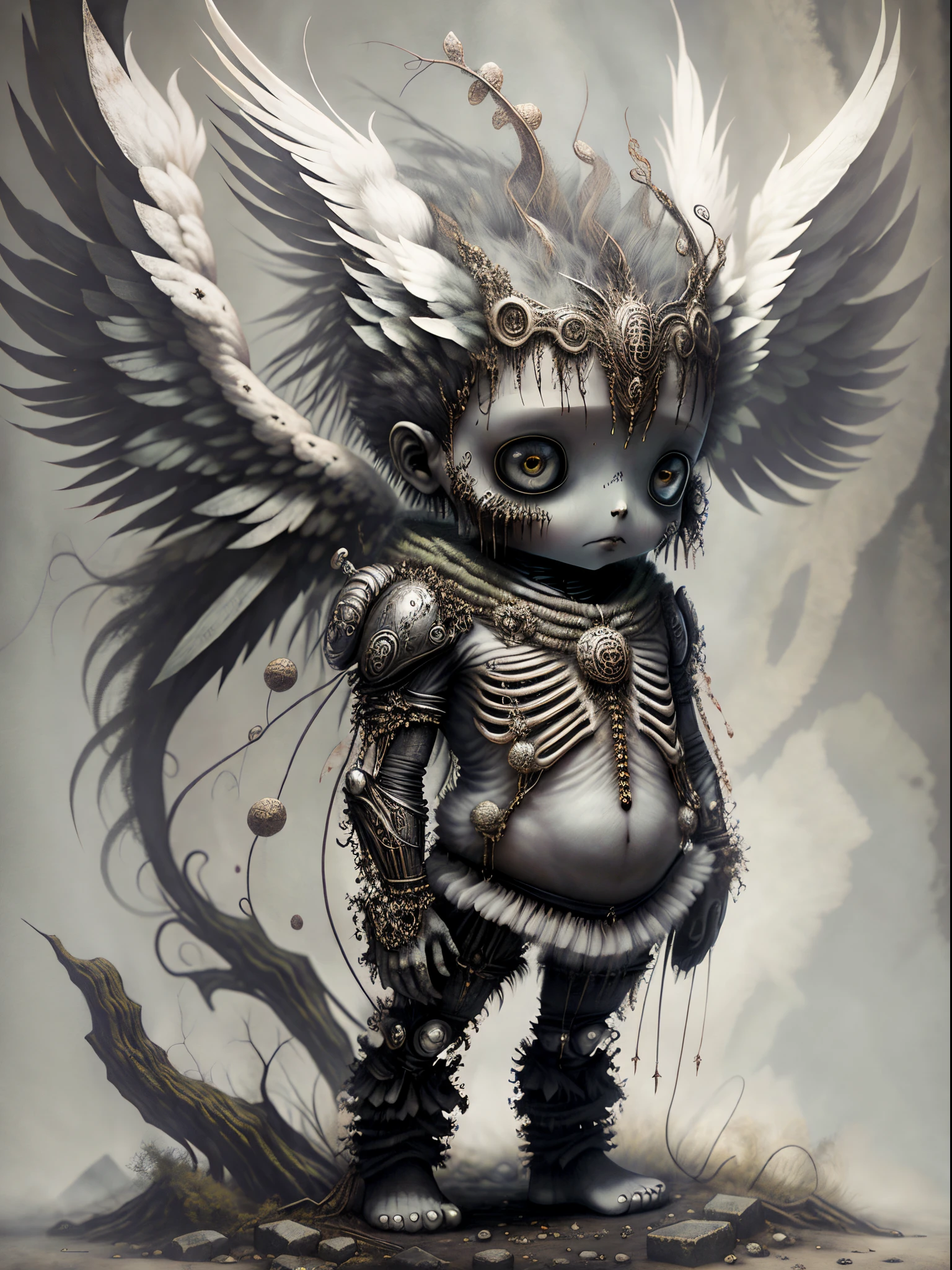 creature00d, angel, Body horror, full - body, full pose, Exhaustive, von Argyll