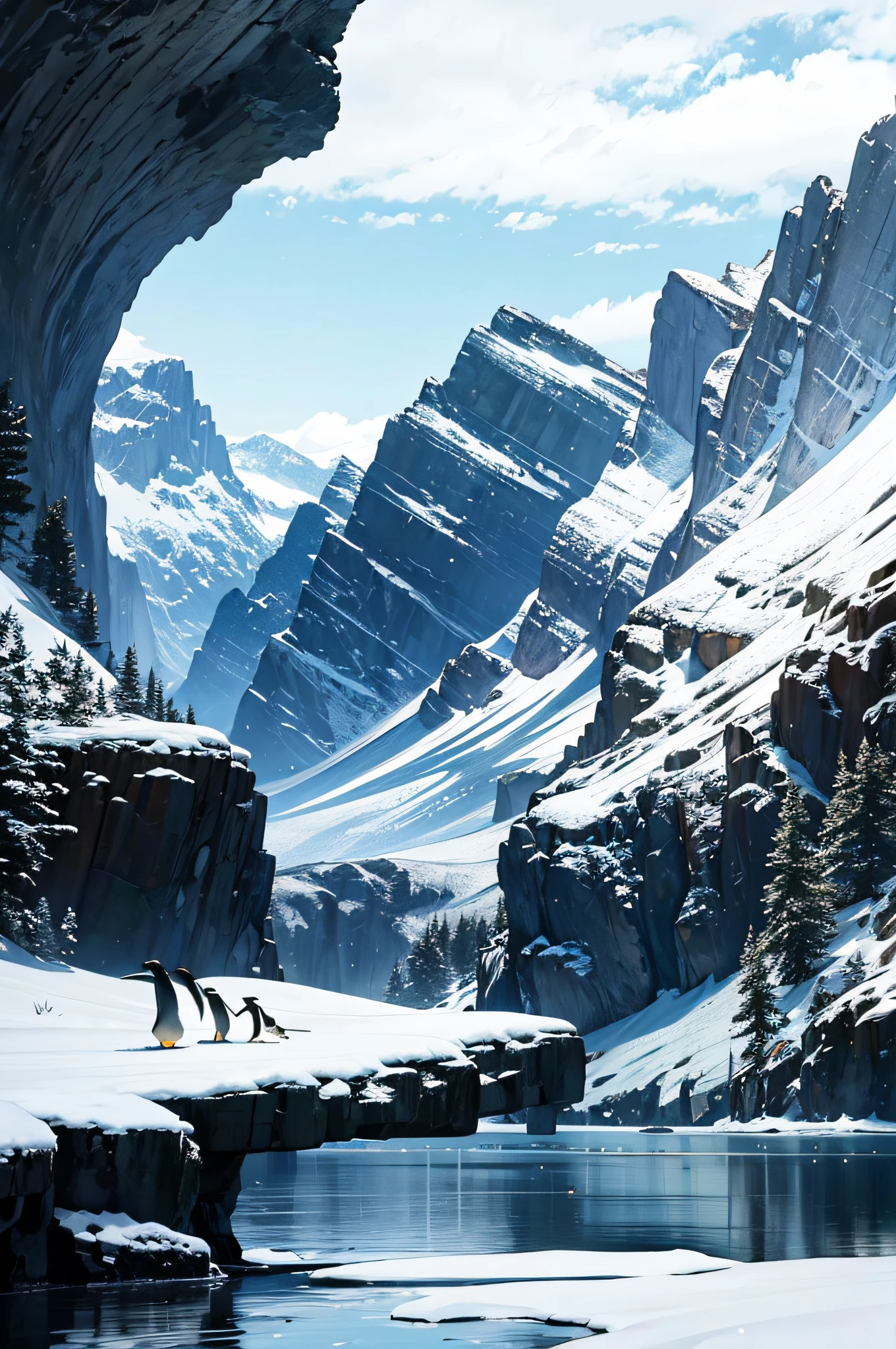 Beautiful scenery and penguins
