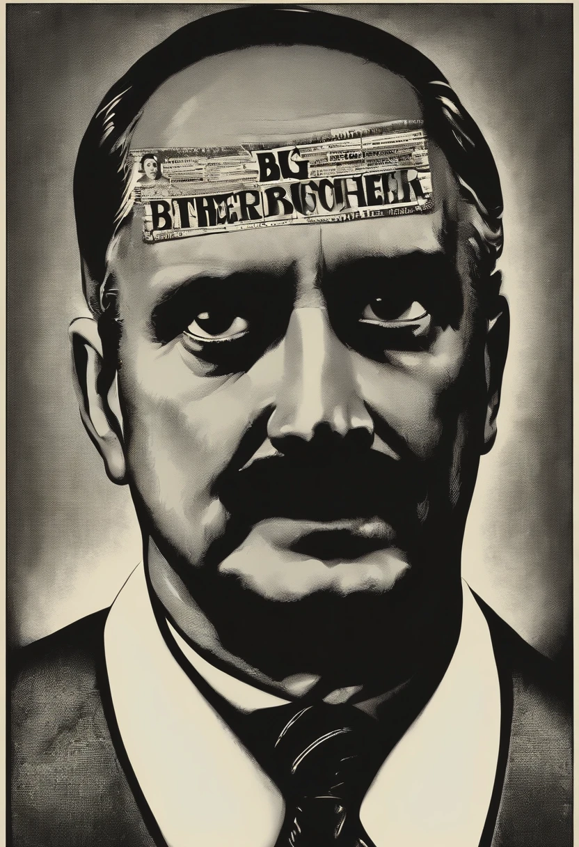 A photo of a vintage telescreen with the words 'Big Brother is watching you' displayed prominently,1984 novel,He is often just depicted in television broadcasts and on Propaganda Posters in a Soviet Artstyle.
Big Brother is depicted as an imposing and authoritative figure, whose image is constantly displayed on posters and telescreens throughout Oceania. The Party's propaganda presents him as a larger-than-life leader, evoking a sense of power and control. His face is described as having a stern and watchful expression, which adds to the atmosphere of surveillance and scrutiny.
The iconic image associated with Big Brother features a man with a heavy mustache and a commanding gaze. His eyes are often described as piercing and seem to follow the citizens wherever they go. The Party's slogan, "Big Brother is watching you," reinforces the idea that his gaze is all-seeing and omnipresent.
It's important to note that the physical appearance of Big Brother is intentionally left somewhat ambiguous in the novel. This ambiguity serves to emphasize the symbolic nature of Big Brother as a representation of the Party and its ideology.
Propaganda Posters: The propaganda posters in Oceania feature a stylized image of Big Brother's face. The posters are often large and striking, designed to catch the attention of passersby. Big Brother's face is usually depicted in black and white, with sharp, defined features. His eyes, in particular, are portrayed as intense and penetrating. They seem to follow the viewer, creating a sense of constant surveillance. The stern expression on Big Brother's face communicates his authority and power. The posters often carry slogans or messages that promote loyalty to the Party or warn against thoughtcrime, reinforcing the idea that Big Brother is watching and that any disobedience will be detected and punished.
Telescreens: Telescreens are ubiquitous in Oceania and serve as a tool of constant surveillance and propaganda. These two-way communication devices transmit both audio and video, allowing the Party to monitor the actions and conversations of the citizens. Big Brother's face appears on telescreens at regular intervals, interrupting normal programming. The screen fills with an image of Big Brother, and his eyes seem to bore into the viewer. This interruption serves as a reminder that the citizens are constantly being watched and reinforces the Party's control over their lives. The telescreens also broadcast Party propaganda and speeches, with Big Brother's face often accompanying these messages, further cementing his role as the figurehead of the Party's ideology.
In both the propaganda posters and on telescreens, Big Brother's face is portrayed as a symbol of authority, surveillance, and control. The intense gaze and stern expression are meant to create a sense of unease and remind the citizens of the constant monitoring and manipulation they are subjected to. These visual representations of Big Brother serve as a constant reminder of the Party's power and the consequences of deviating from its doctrines.
His face resembles this of Oswald Mosely but with a bigger mustache.