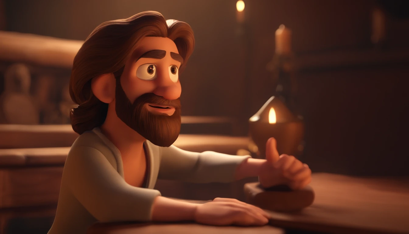 a cartoon jesus welcoming a man into heaven animated film, 3 d animated movie, animated still, animated movie, inspired by Johannes Helgeson, jesus wasted at a party, animation film, animated film still, rendered in corona, epic illumination, 3 d animated, 3d animated, he is greeting you warmly Caractere estilizado, animation style rendering, 3D estilizado, Arnold Maya render, 3 d render stylized, toon render keyshot, Personagem 3D, Personagem 3D, 3d rendering stylized, 3 d character render, personagem de desenho animado, Personagem de close up, Pose de personagem, (Estilo Pixar) (master part:1.2) (Bokeh) (best quality) (pele detalhada) (textura detalhada) (8k) (argila) (Cinematic lighting) (foco nítido
