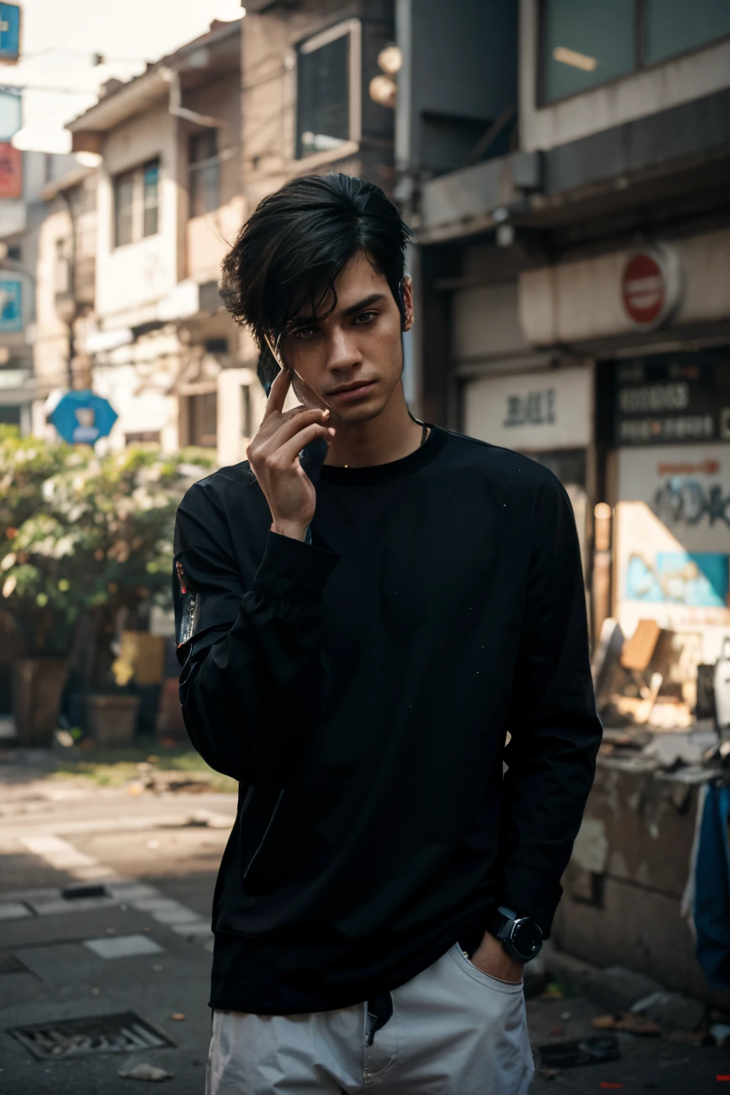 Change background cyberpunk handsome boy, realities face, 8k, ultra realities