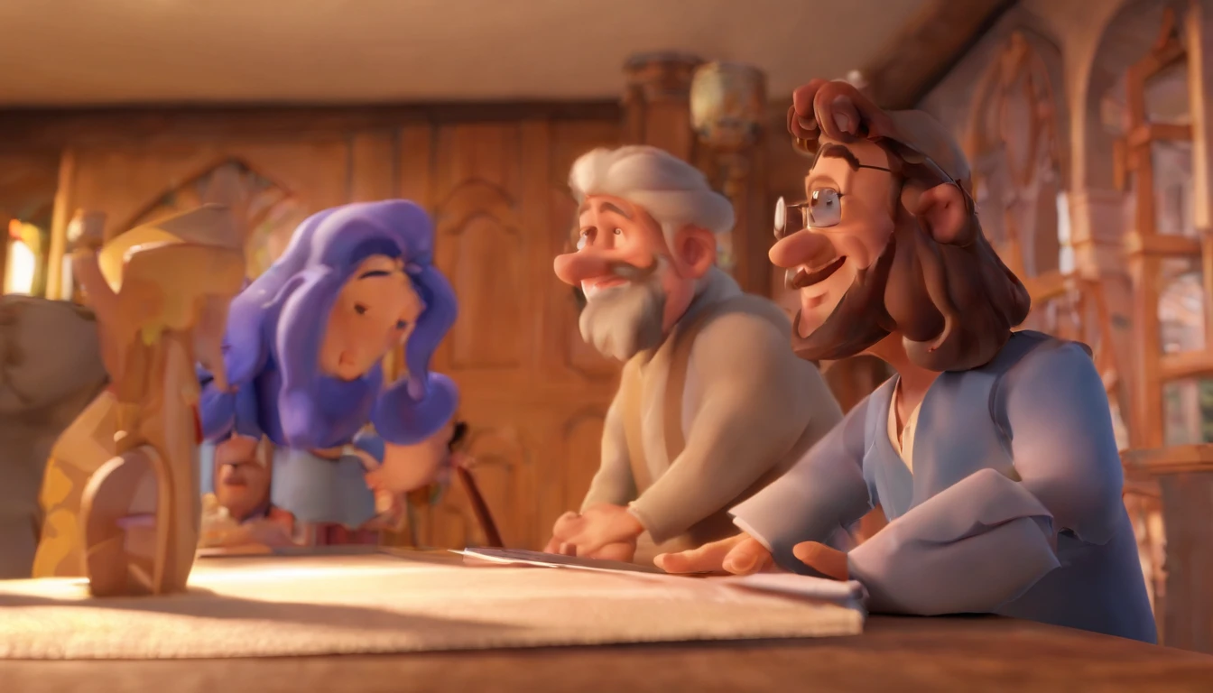 a cartoon jesus welcoming a man into heaven animated film, 3 d animated movie, animated still, animated movie, inspired by Johannes Helgeson, jesus wasted at a party, animation film, animated film still, rendered in corona, epic illumination, 3 d animated, 3d animated, he is greeting you warmly Caractere estilizado, animation style rendering, 3D estilizado, Arnold Maya render, 3 d render stylized, toon render keyshot, Personagem 3D, Personagem 3D, 3d rendering stylized, 3 d character render, personagem de desenho animado, Personagem de close up, Pose de personagem,  (Estilo Pixar) (master part:1.2) (Bokeh) (best quality) (pele detalhada) (textura detalhada) (8k) (argila) (Cinematic lighting) (foco nítido