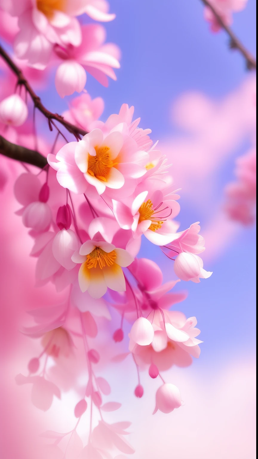 there is a pink flower that is hanging from a tree, beautiful digital painting, gorgeous digital painting, beautiful flower, beautiful digital art, very beautiful digital art, stunning digital painting, beautiful gorgeous digital art, beautiful flowers, elegant digital painting, digital painting highly detailed, beautiful digital artwork, soft digital painting, glossy digital painting, beautiful nature, very beautiful photo, beatiful backgrounds