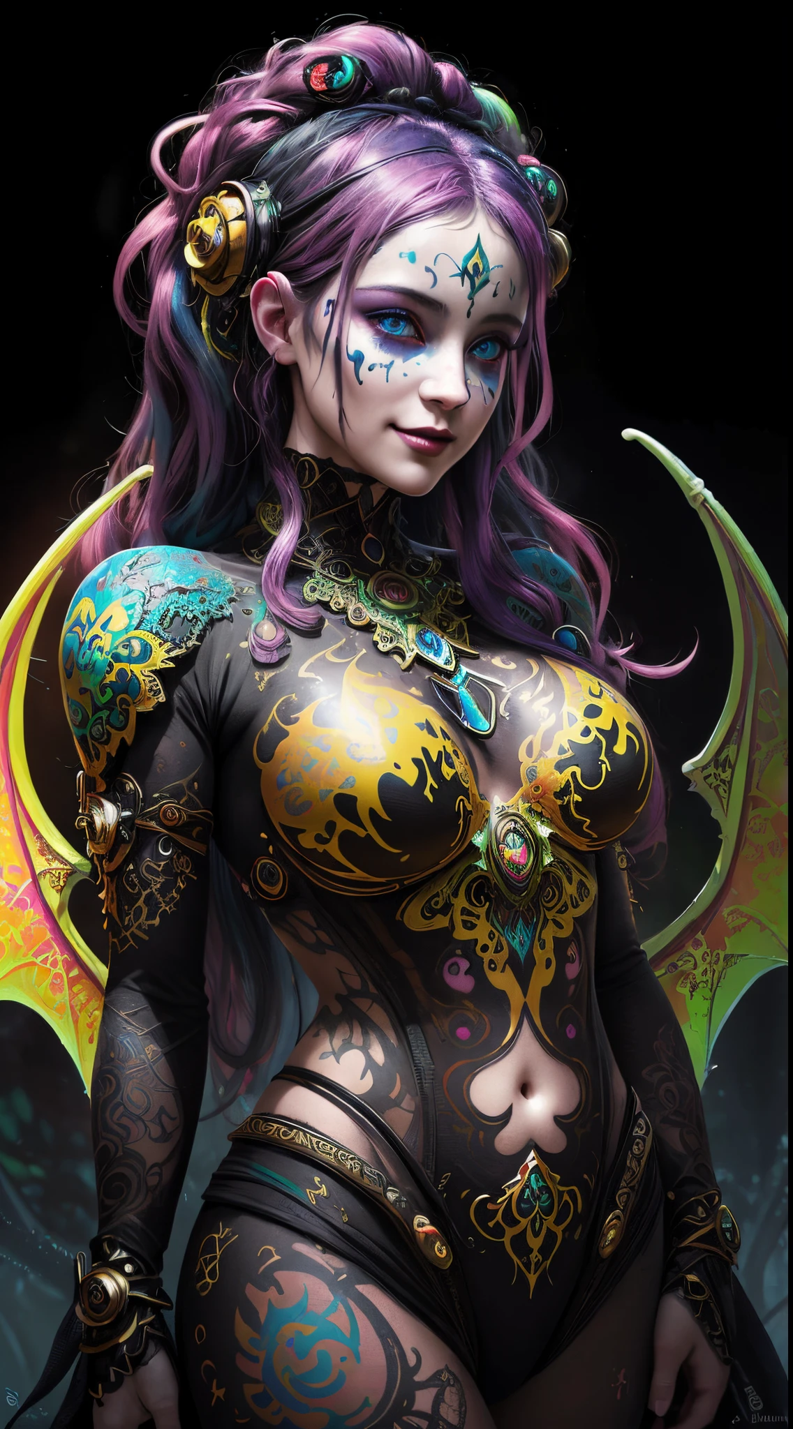 intricate ultra detailed colorful artistic realistic photography, stunningly beautiful  colorful gothic Celtic Princess goddess, wearing colorful ornate dragon scale armor, detailed gorgeous face, gorgeous eyes, perfect body, beautiful hair, smiling seductively, in a tropical galactic apocalyptic cosmic environment, dreamy, glowing, backlit, glamour, glimmer, shadows, oil on canvas, brush strokes, smooth, ultra high definition, 32k, ultra sharp focus, intricate colorful artwork masterpiece, ominous, golden ratio, epic, unreal engine 5, vibrant, cinematic masterpiece, t-shirt design, vector art, airbrush, colorful Rorschach ink blot, digital painting, soft lighting