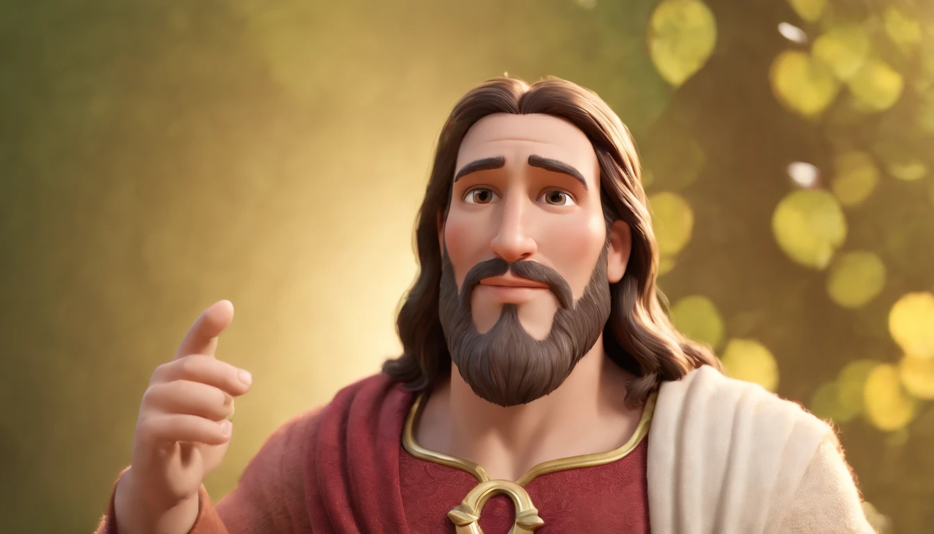 a cartoon of biblical jesus hugging and welcoming a man into heaven animated film, 3 d animated movie, animated still, animated movie, inspired by Johannes Helgeson, jesus wasted at a party, animation film, animated film still, rendered in corona, epic illumination, 3 d animated, 3d animated, he is greeting you warmly Caractere estilizado, animation style rendering, 3D estilizado, Arnold Maya render, 3 d render stylized, toon render keyshot, Personagem 3D, Personagem 3D, 3d rendering stylized, 3 d character render, personagem de desenho animado, Personagem de close up, Pose de personagem, (Estilo Pixar) (master part:1.2) (Bokeh) (best quality) (pele detalhada) (textura detalhada) (8k) (argila) (Cinematic lighting) (foco nítido
