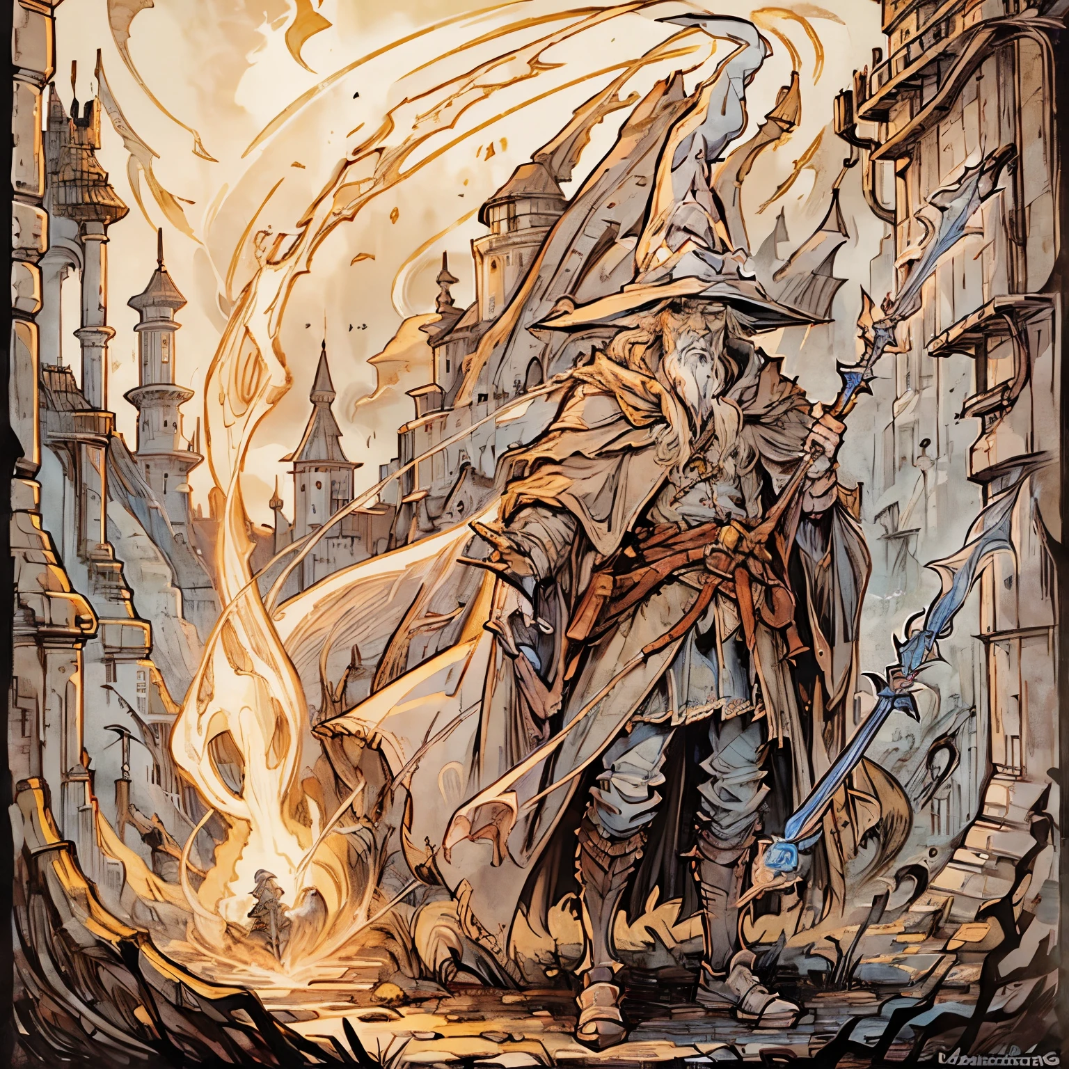 Blandolf the beige, (gandolf), wizard, boring, instagram photo, (beige wizard)