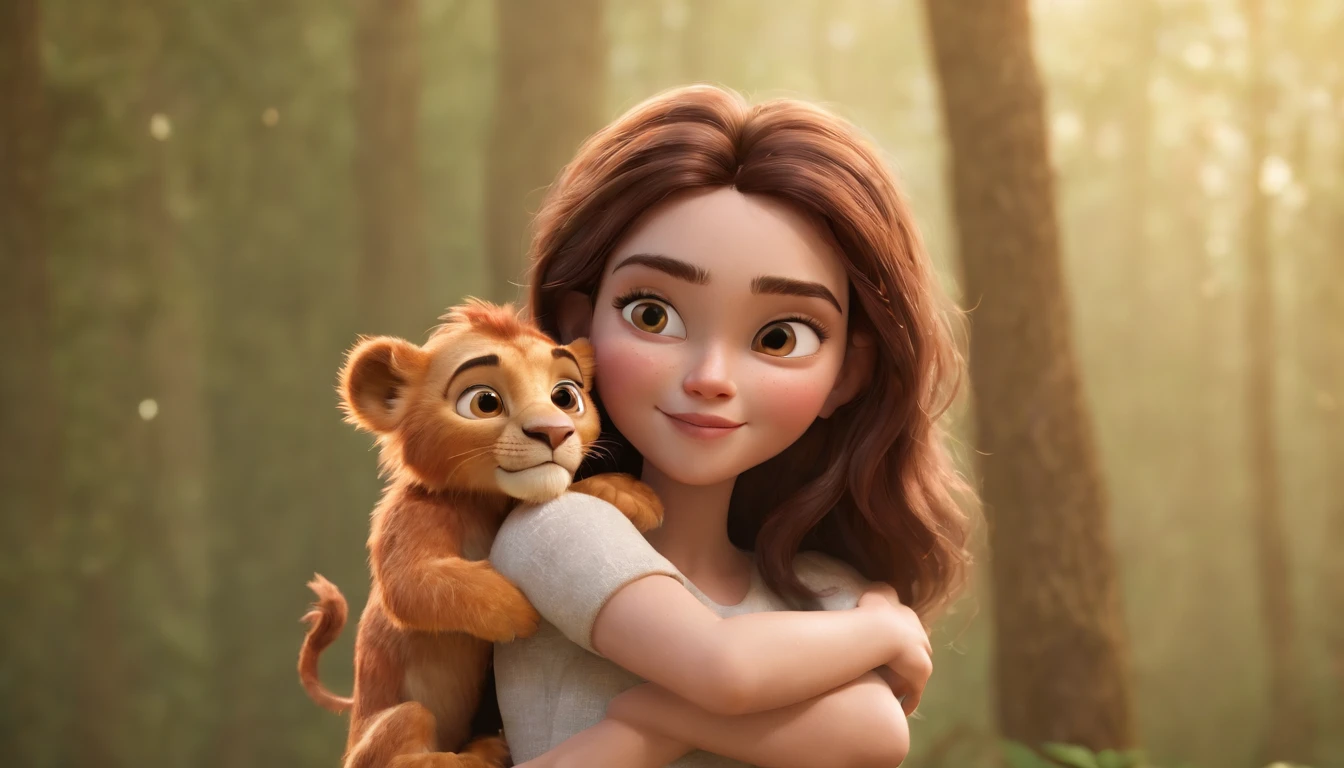 a cartoon of biblical time age girl happily hugging and playing with a lion in heaven, a very beautiful place in heaven, beautiful tress, lions and tigers, animated film, 3 d animated movie, animated still, animated movie, inspired by Johannes Helgeson, jesus wasted at a party, animation film, animated film still, rendered in corona, epic illumination, 3 d animated, 3d animated, he is greeting you warmly Caractere estilizado, animation style rendering, 3D estilizado, Arnold Maya render, 3 d render stylized, toon render keyshot, Personagem 3D, Personagem 3D, 3d rendering stylized, 3 d character render, personagem de desenho animado, Personagem de close up, Pose de personagem,  (Estilo Pixar) (master part:1.2) (Bokeh) (best quality) (pele detalhada) (textura detalhada) (8k) (argila) (Cinematic lighting) (foco nítido