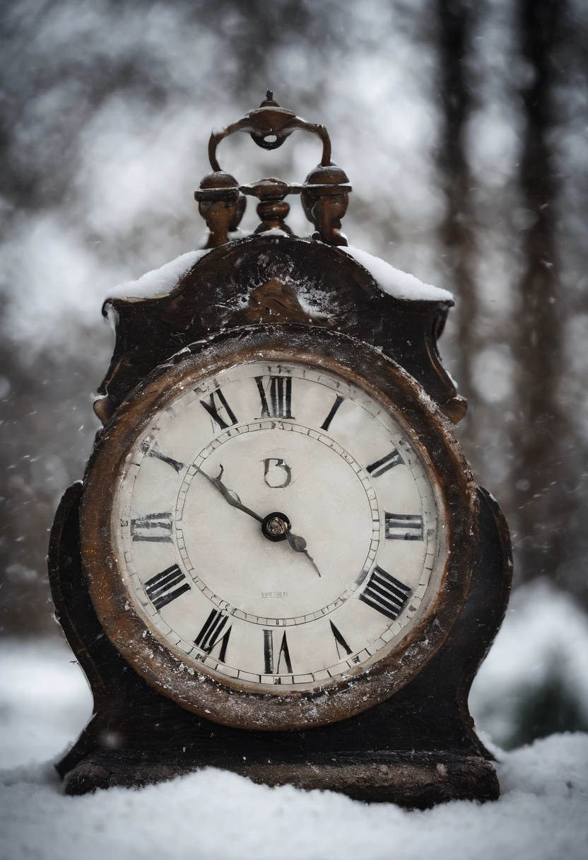 clock in the snow,conceptual drawing