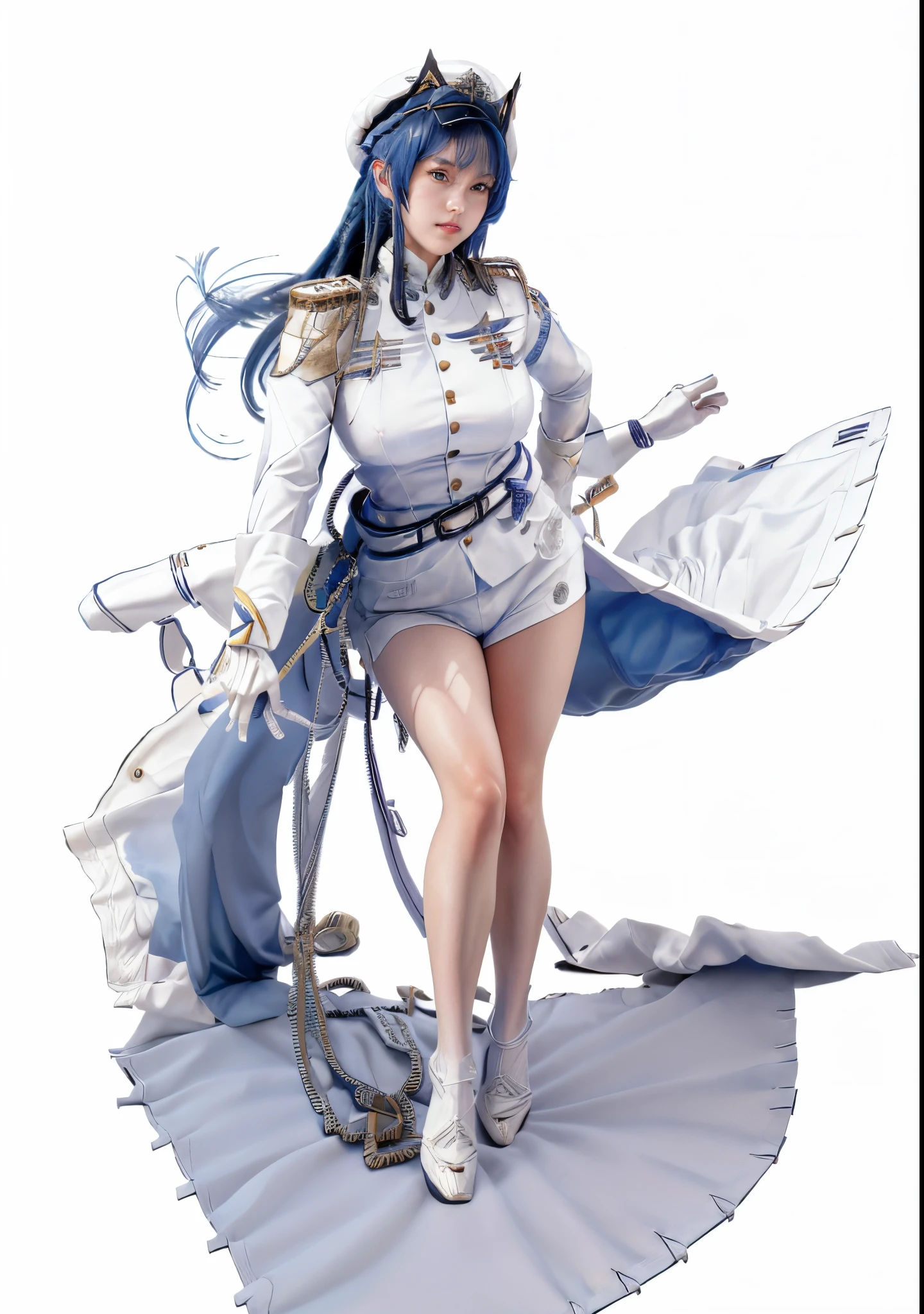 a woman in a white shirt and blue skirt holding a sword, azur lane style, from the azur lane videogame, kantai collection style, characters from azur lane, art of kirokaze pixel, kirokaze, kancolle, kantai collection arcade, pale blue armor, cushart krenz, pixiv 3dcg