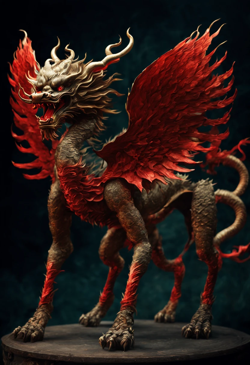 chaos（hùn dùn）It is one of the four ferocious beasts in ancient Chinese mythology，Its image is described as a creature with six legs and four pairs of wings.，There are no ears, eyes, nose or mouth，And the body exudes a red light。