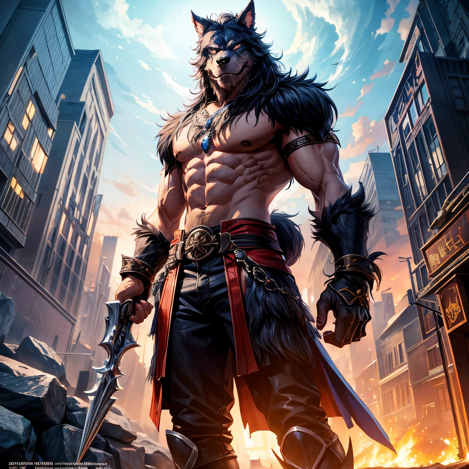 One Man、animations、fantasy worlds、hightquality、high-level image quality、werewolf man