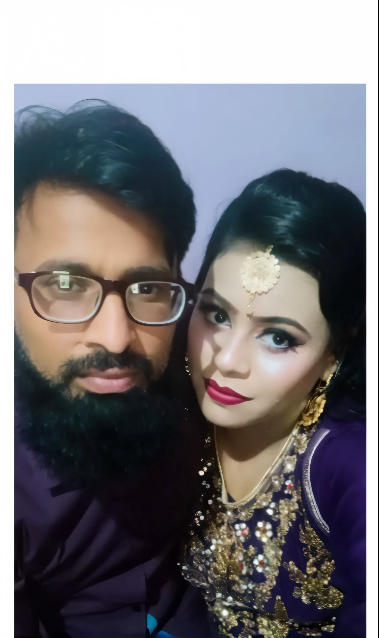 a close up of a man and woman posing for a picture, lovely couple, with professional makeup, full makup, profile picture, with lovely look, photo taken in 2 0 2 0, in love selfie, very very low quality picture, couple, 8k selfie photograph, happy couple, profile image, portait photo profile picture, ghutra and egal