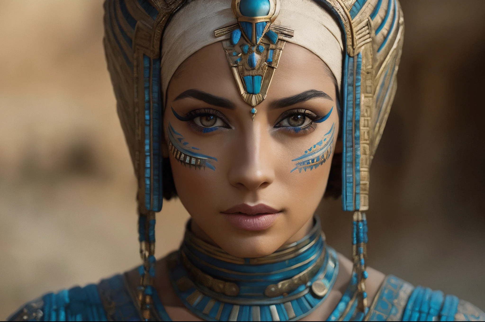 Arafed girl with blue makeup, pelo rubio con trenza, CGSOCIETY UHD 4K muy detallado, Impresionante CGsociety, Princesa egipcia, high definition cgsociety, Hermosa Cleopatra, CGSociety ), CGsociety 4K, CGsociety 4K, Retrato de Cleopatra, egipcio, CGsociety 4K UHD, [ tendencias en CGSociety ]!!, Tendencias en CGsociety