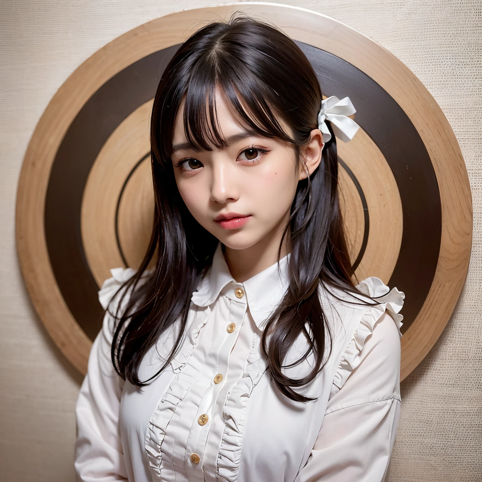(top-quality,​masterpiece:1.3,超A high resolution,),(ultra-detailliert,Caustics),(Photorealsitic:1.4,RAW shooting,)Ultra-realistic capture,A highly detailed,High resolution 16K human skin closeup。 Skin texture is natural、,The pores are、Must be detailed enough to be easy to identify。 Skin should look healthy with even tones。 Use natural light and color,resturant,(Waitress uniform:1,3),女の子1人,japanes,18year old,kawaii,A dark-haired,Middle hair,(large boob:1.2),smil,Turn your body to the front,(front-facing view:1.2),Looking at the camera,Bust-up shot:1.1,