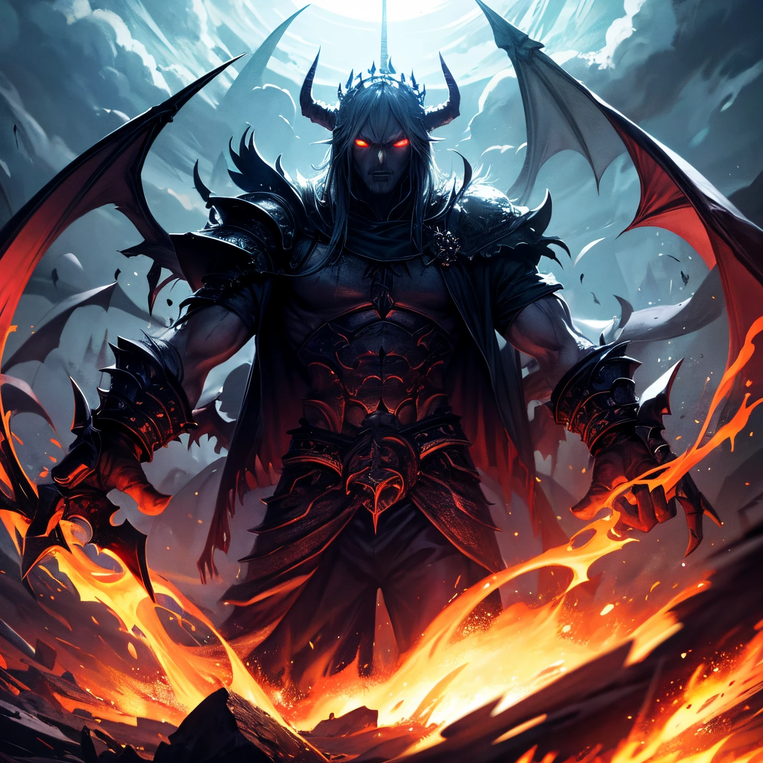 One guy、animations、fantasy worlds、hightquality、high-level image quality、demon king、Evil atmosphere、demon realm、dark ambiance、Intimidating