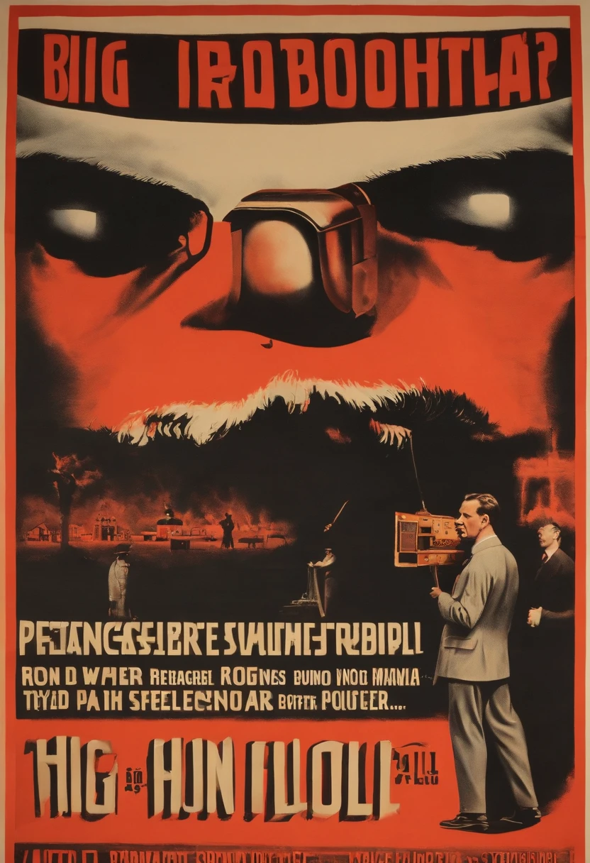 A photo of a vintage telescreen with the words 'Big Brother is watching you' displayed prominently,1984 novel,He is often just depicted in television broadcasts and on Propaganda Posters in a Soviet Artstyle.
Big Brother is depicted as an imposing and authoritative figure, whose image is constantly displayed on posters and telescreens throughout Oceania. The Party's propaganda presents him as a larger-than-life leader, evoking a sense of power and control. His face is described as having a stern and watchful expression, which adds to the atmosphere of surveillance and scrutiny.
The iconic image associated with Big Brother features a man with a heavy mustache and a commanding gaze. His eyes are often described as piercing and seem to follow the citizens wherever they go. The Party's slogan, "Big Brother is watching you," reinforces the idea that his gaze is all-seeing and omnipresent.
It's important to note that the physical appearance of Big Brother is intentionally left somewhat ambiguous in the novel. This ambiguity serves to emphasize the symbolic nature of Big Brother as a representation of the Party and its ideology.
Propaganda Posters: The propaganda posters in Oceania feature a stylized image of Big Brother's face. The posters are often large and striking, designed to catch the attention of passersby. Big Brother's face is usually depicted in black and white, with sharp, defined features. His eyes, in particular, are portrayed as intense and penetrating. They seem to follow the viewer, creating a sense of constant surveillance. The stern expression on Big Brother's face communicates his authority and power. The posters often carry slogans or messages that promote loyalty to the Party or warn against thoughtcrime, reinforcing the idea that Big Brother is watching and that any disobedience will be detected and punished.
Telescreens: Telescreens are ubiquitous in Oceania and serve as a tool of constant surveillance and propaganda. These two-way communication devices transmit both audio and video, allowing the Party to monitor the actions and conversations of the citizens. Big Brother's face appears on telescreens at regular intervals, interrupting normal programming. The screen fills with an image of Big Brother, and his eyes seem to bore into the viewer. This interruption serves as a reminder that the citizens are constantly being watched and reinforces the Party's control over their lives. The telescreens also broadcast Party propaganda and speeches, with Big Brother's face often accompanying these messages, further cementing his role as the figurehead of the Party's ideology.
In both the propaganda posters and on telescreens, Big Brother's face is portrayed as a symbol of authority, surveillance, and control. The intense gaze and stern expression are meant to create a sense of unease and remind the citizens of the constant monitoring and manipulation they are subjected to. These visual representations of Big Brother serve as a constant reminder of the Party's power and the consequences of deviating from its doctrines.
His face resembles this of Oswald Mosely but with a bigger mustache.