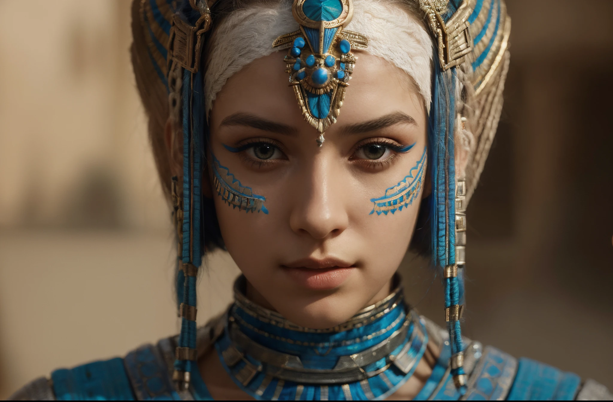 Arafed teen girl with blue makeup, pelo rubio con trenza, CGSOCIETY UHD 4K muy detallado, Impresionante CGsociety, Princesa egipcia, high definition cgsociety, Hermosa Cleopatra, CGSociety ), CGsociety 4K, CGsociety 4K, Retrato de Cleopatra, egipcio, CGsociety 4K UHD, [ tendencias en CGSociety ]!!, Tendencias en CGsociety