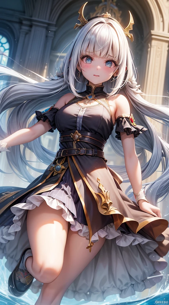 Alice Zuberg, franja, olhos azuis, cabelos loiros, cabelo entre os olhos, cabelos muito longos, pigtail, faixa de cabelo, faixa de cabelo branca, (Magic Accessories:1.4), (magia:1.1), Magical energy flows and shines, extremamente detalhado (seda|cetim|Lacy) (camisa, garments, saia|vestir), (((1girl))), retrato, (corpo inteiro), Seios naturais, medium-length hair, (master part:1.4), (best quality:1.4), 1girl, corpo magro, fotorrealista, ultra detalhado, ((imagem real)), ((pele realista)), ((Rosto realista)),(illustration:1.05), (Beautiful:1.05), (belos olhos detalhados:1.05), (Cinematic light:1.1), corpo inteiro, cabelos volumosos, olhos perfeitos e bem desenhados, rosto bonito e delicado, pele clara, pele real, (detalhe do rosto), Poros, super high resolution, 8k, parameters Best quality, master part, super high resolution, (Realista 2.0), Mais detalhes, pele detalhada, ((castelo, Fortaleza) cidade, Hills, aldeia), (Beautiful and Aesthetic:1.2), (Arte Fractal:1.4), 16k, HDR, RTX, ray tracing, radiosidade, anisotropic filtering, Subsurface scattering, metallic reflections, cores vibrantes