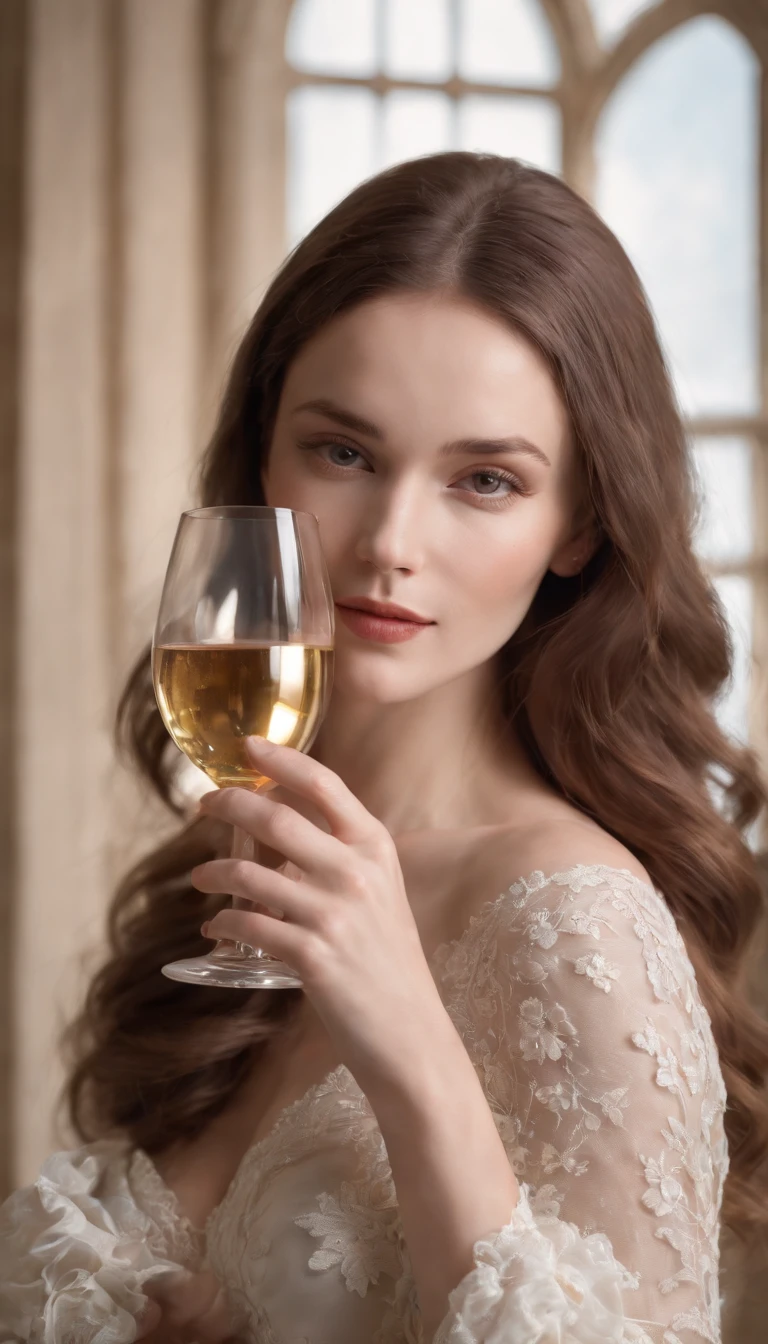 Image of woman in a living room, They do laser hair removal and enjoy having a glass of wine ,
While she is getting laser hair removal