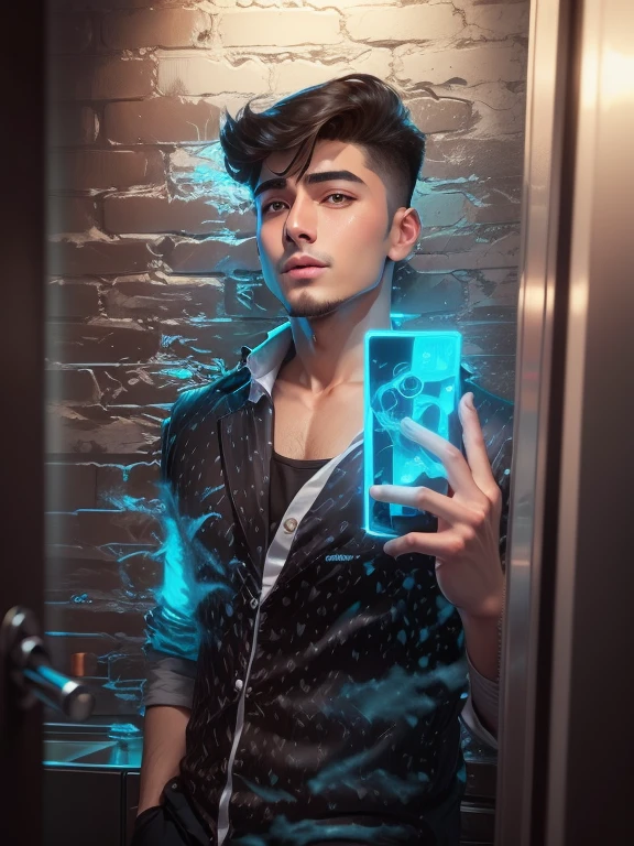 Cyber park handsome boy clean shave realistic face