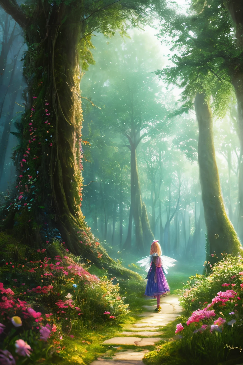 masterpiece, best quality, high quality,extremely detailed CG unity 8k wallpaper, An enchanting and dreamy scene of a fantasy forest, with towering trees, glowing mushrooms, and hidden fairy glens, creating a sense of mystique and enchantment, artstation, digital illustration, intricate, trending, pastel colors, oil paiting, award winning photography, Bokeh, Depth of Field, HDR, bloom, Chromatic Aberration ,Photorealistic,extremely detailed, trending on artstation, trending on CGsociety, Intricate, High Detail, dramatic, art by midjourney