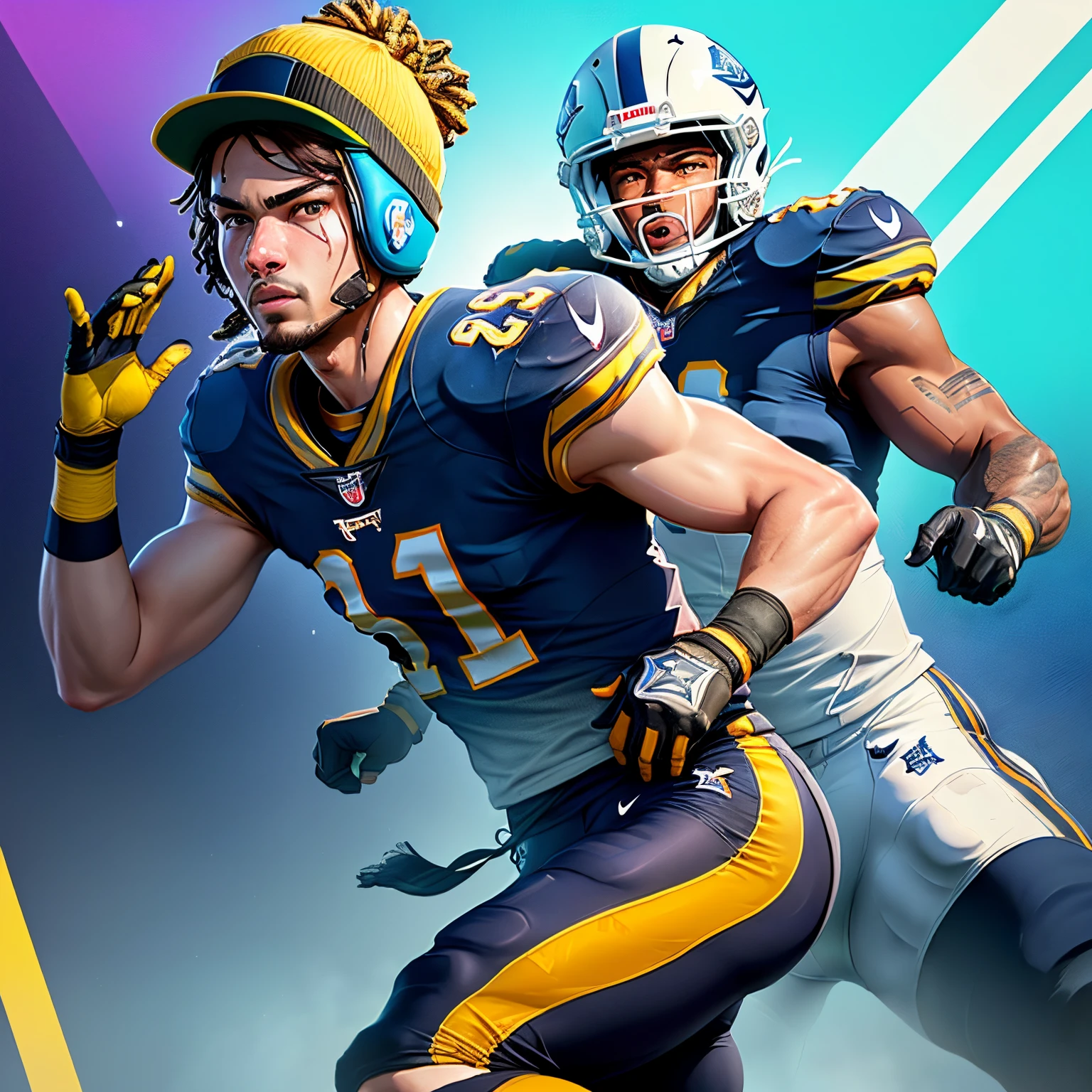 Drift from fortnite in a red american football uniform number 84