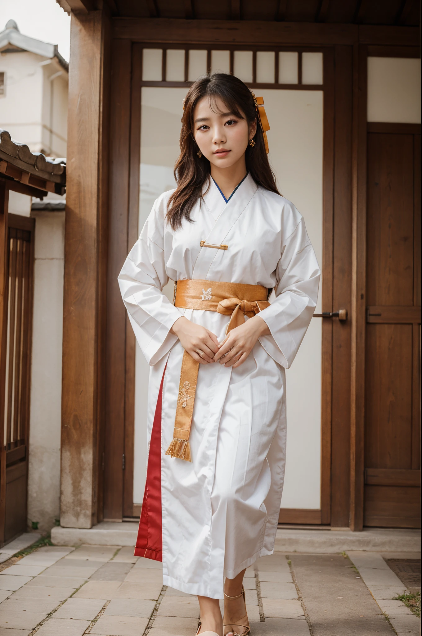 Beautiful woman wearing traditional Korean clothing