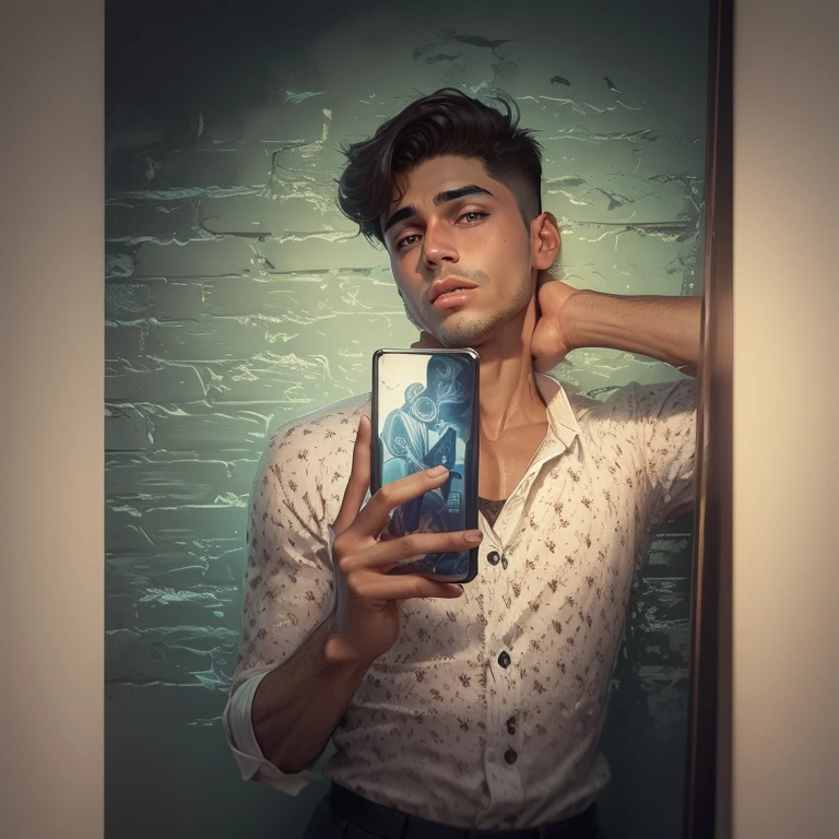Background change handsome boy and art