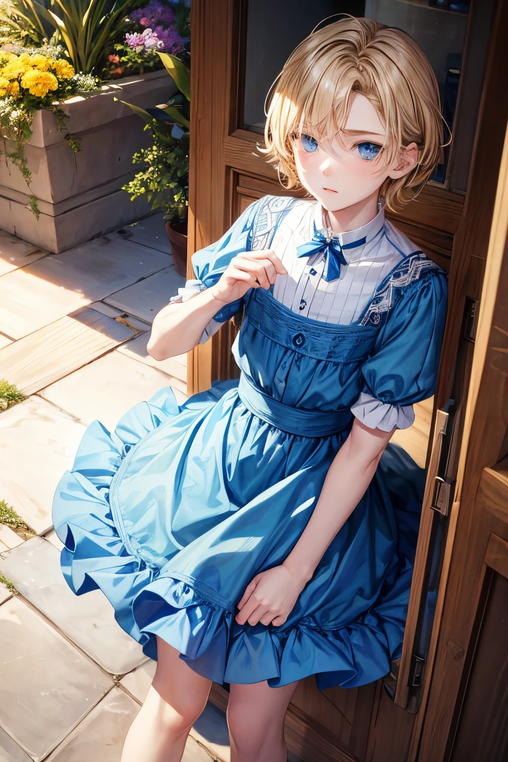 menino, guy, , porcelain skin, pale cornflower blue eyes, wheat blonde hair