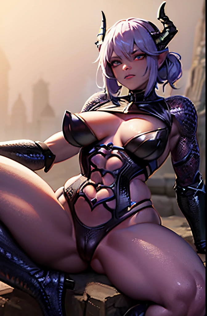 dungeon&dragons A dragonborn woman in her late 20s with scales on her body. Slender and muscular short-cut bodybuilding Illustration Touch Explore the labyrinth slingshot highleg maikurobikini