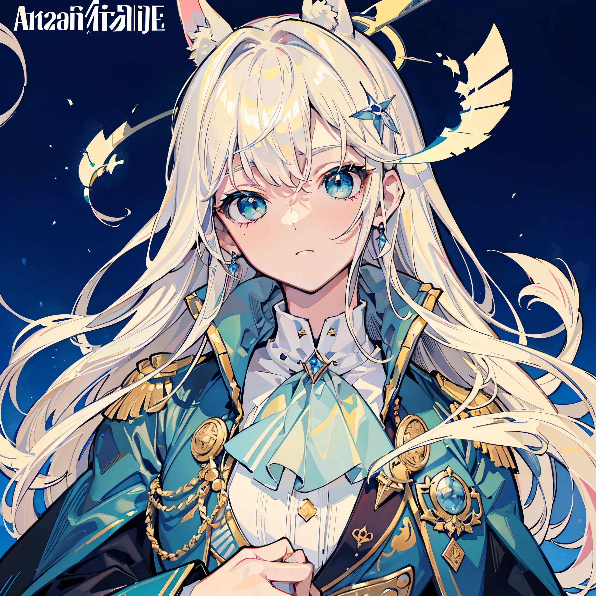 (tmasterpiece), (Best quality), (Detailed pubic hair), Lightweight layer,Platinum blonde hair,A beautyful girl,Horse Ear,quadratic element,Green-eyed,Hand repair,ellegance,Handsome,Cool,blue colors,red colour,maniac