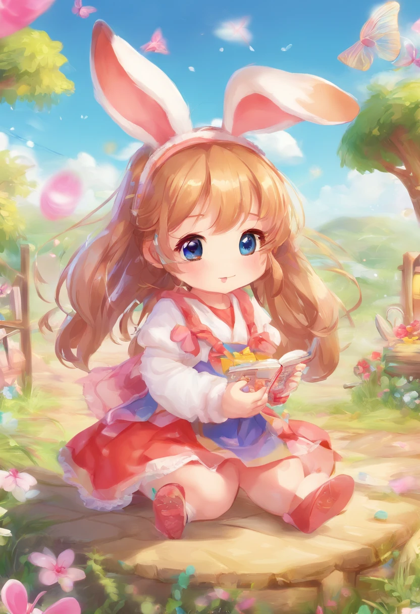 Little bunny animals，adolable，Animal children illustration，glowing effect，depth of fields，to emphasize，Real light，ray traycing，oc rendered，hyper realisitc，Best quality，8K，Works of masters，ultradetailed，Correct anatomy，Eyes in focus
