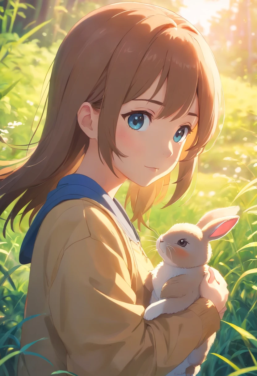 Little bunny animals,adolable,Animal children illustration,glowing effect,depth of fields,to emphasize,Real light,ray traycing,oc rendered,hyper realisitc,Best quality,8K,Works of masters,ultradetailed,Correct anatomy,Eyes in focus