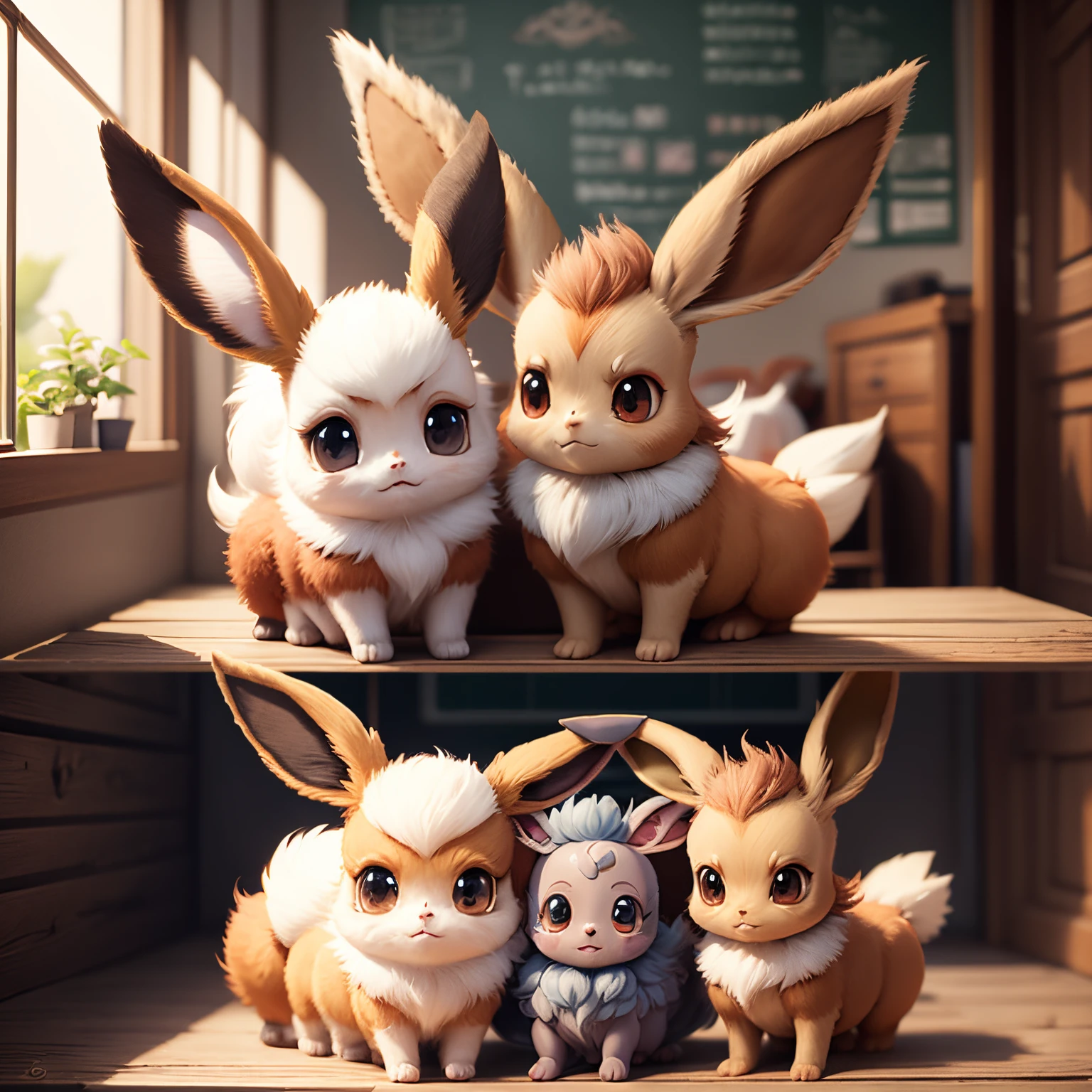 ​masterpiece、top-quality、ultra-detailliert、(Chibi character Eevee:1.2)、Eevee in Pokemon GO、