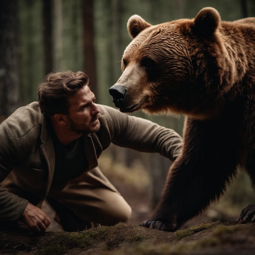 Men fighting bears