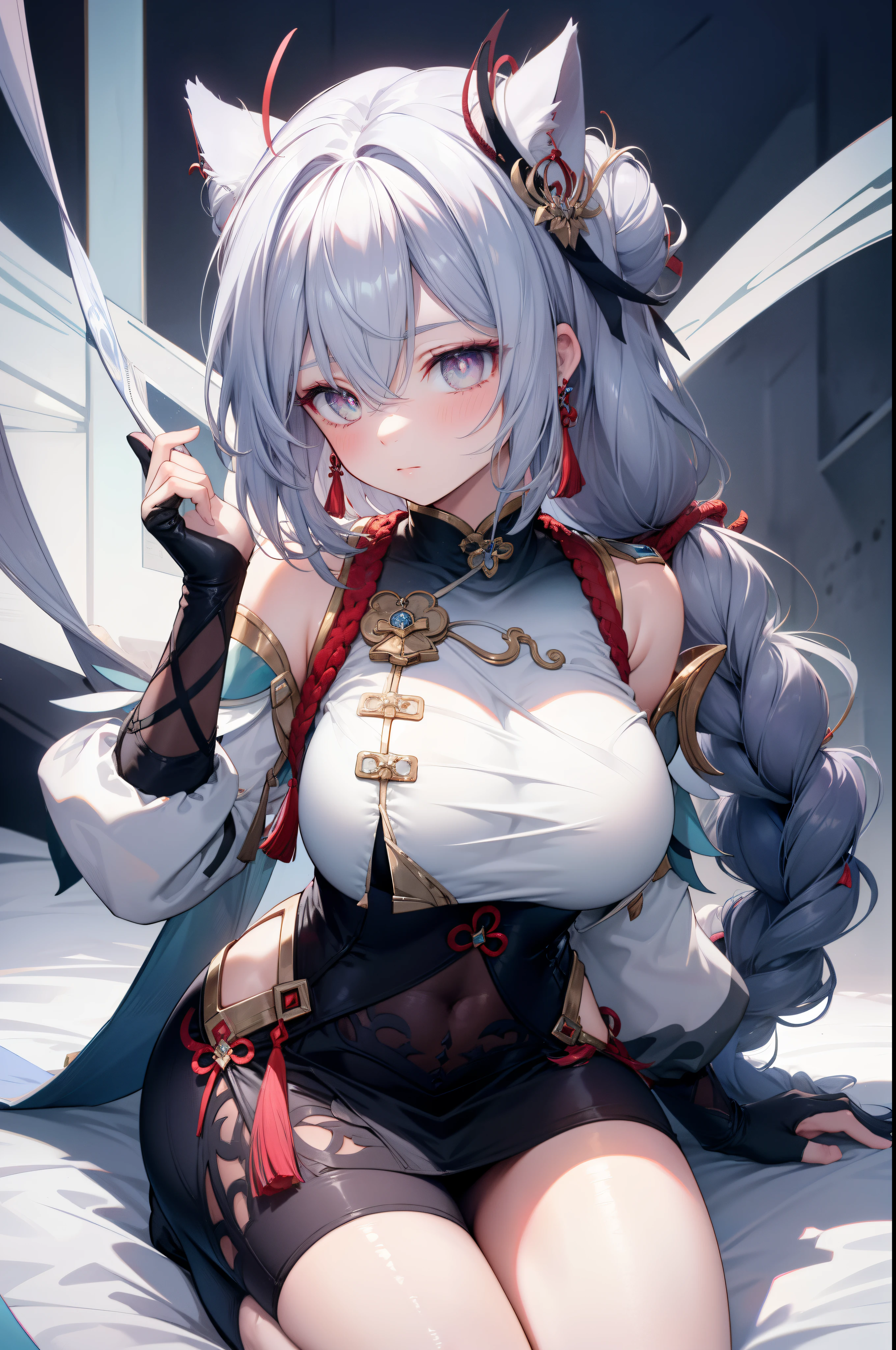 shenhernd, shenhedef, white flowing hair, professional artwork, Intricate Details, field of view, sharp focus, detailed painting, photorealistic lighting, trending on pixiv,(masterpiece:1.0),(best_quality:1.0), ultra high res, ultra-detailed, photography, 8K, HDR, highres, absurdres:1.2, Kodak portra 400, film grain, sharp focus, bokeh:1.2, lens flare, (vibrant_color:1.2),