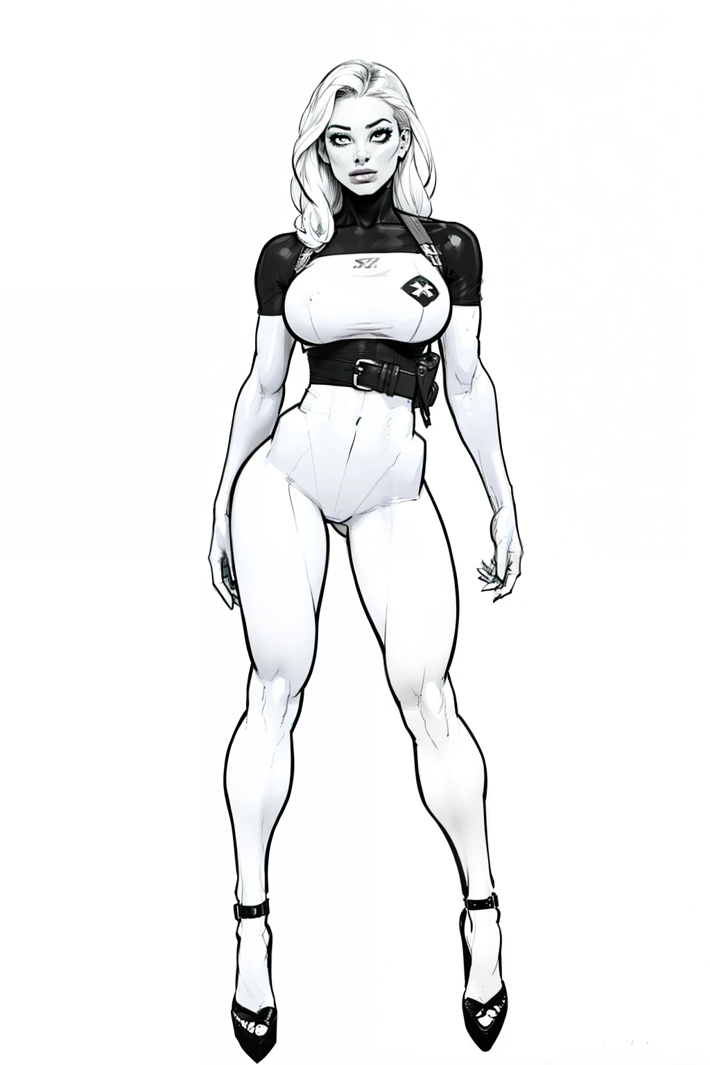 masterpiece, best quality, (detailed background),High contrast,1girl,full body, cowboy shot,(white background:1.5),clean lineart,