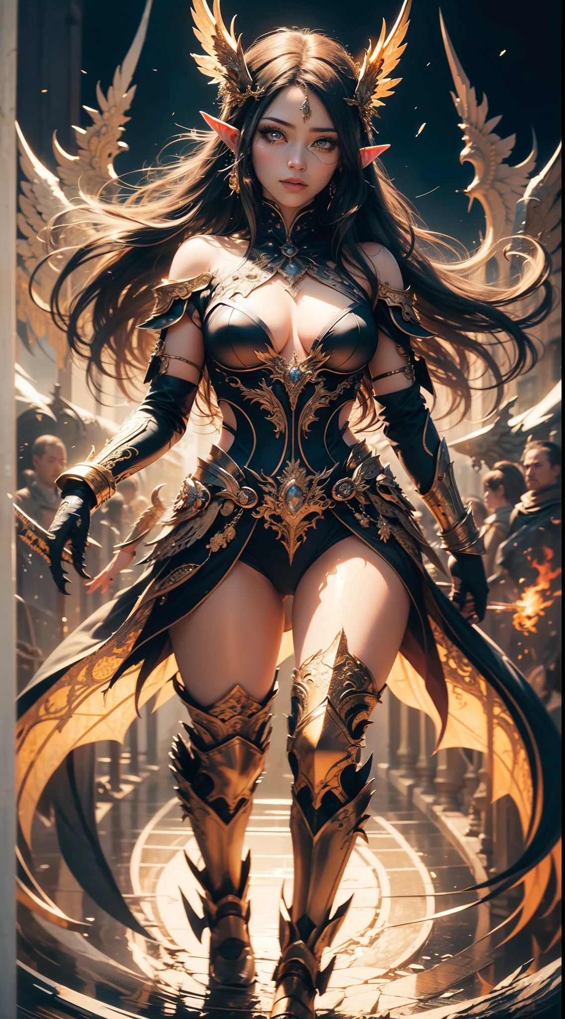(Best quality at best: 1.1), (tmasterpiece: 1.1), (Valencia: 1 Girl Girl), tmasterpiece, Best quality at best, RAW photogr, actual, the face, Extremely ridiculous, beuaty girl, magia, Long hair, Depth of field of view, A high resolution, the ultra-detailed, Meticulous, RAW is very detailed, Extremely detailed eyes and face, Sharp pupils, realistic student, Focus sharp, 电影灯光, Detailed pubic hair, perfect anatomia, One with beautiful brown eyes、wearing costume、Close up of woman with dragon on shoulders, Costumes, Movie goddess full body photo, majestic body full body angel, elegant cinematic pose, Ultra-detailed full-body shot, hyper-detailed fantasy character, Full-body image, like the mysterious valkyrie, full body detailed, beautiful and elegant elf queen, Unreal Motor Rendering + goddes, grumpy lighting, Glow, bright, mistic, mistic, magical, edge lit, A vibrant, Psychedelic, Colorful, iintricate, Elegant, Focus sharp, The is very detailed, digitial painting, concept-art, Matte, tmasterpiece, Super detailed and super sharp, A vibrant aesthetic, blood wave, Colorful, Psychedelic, a gorgeous, iintricate, digitial painting, concept-art, smooth private parts, Focus sharp, illustratio, Beautiful female, (Detailed pupils and iris :1.4), cow boy shot, Large breasts,