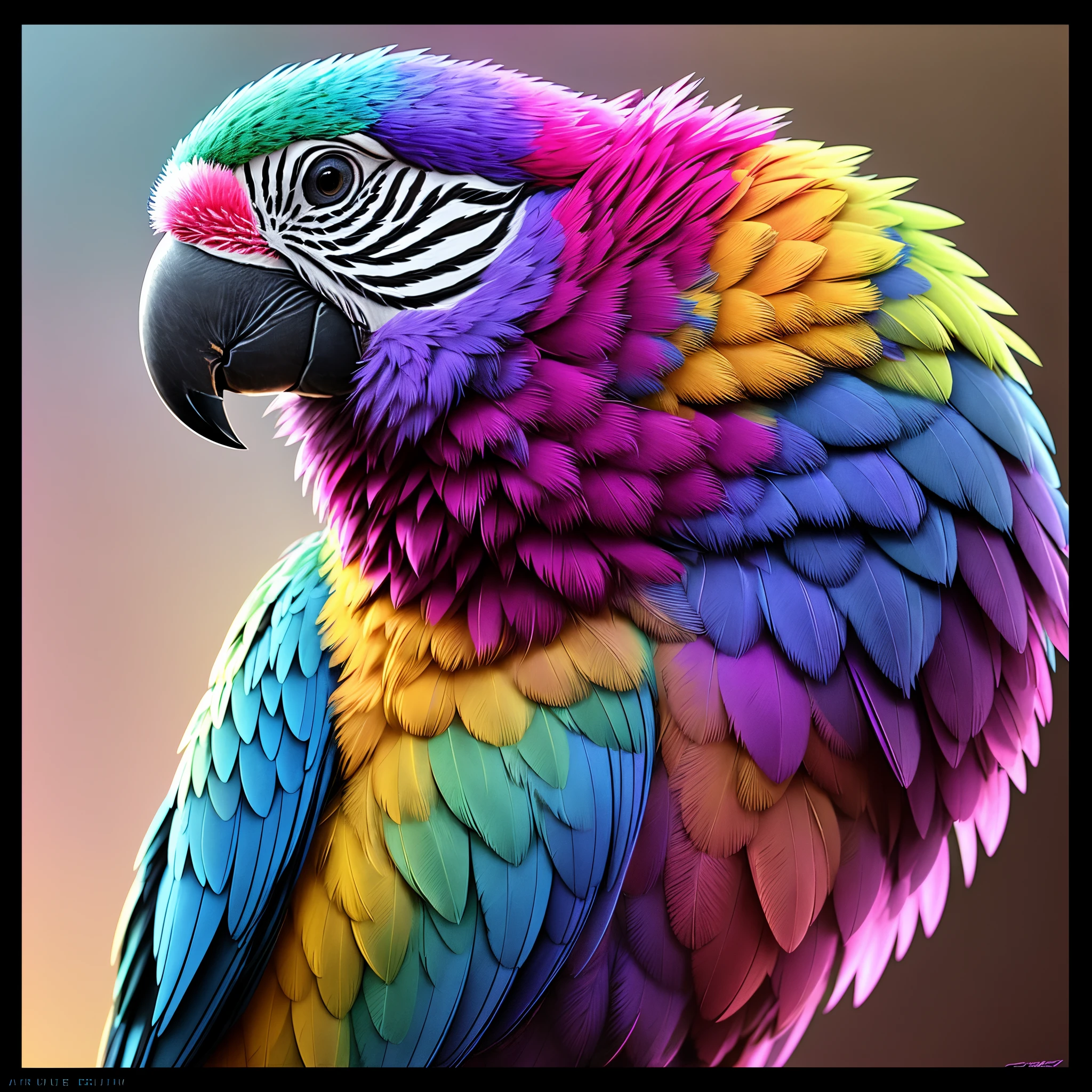 Parrot Purple, pink, blue, gold, (dark shot:1.17), epic realistic, faded, ((neutral colors)), art, (hdr:1.5), (muted colors:1.2), hyperdetailed, (artstation:1.5), cinematic, warm lights, dramatic light, (intricate details:1.1), complex background, (rutkowski:0.8), (teal and orange:0.4)
