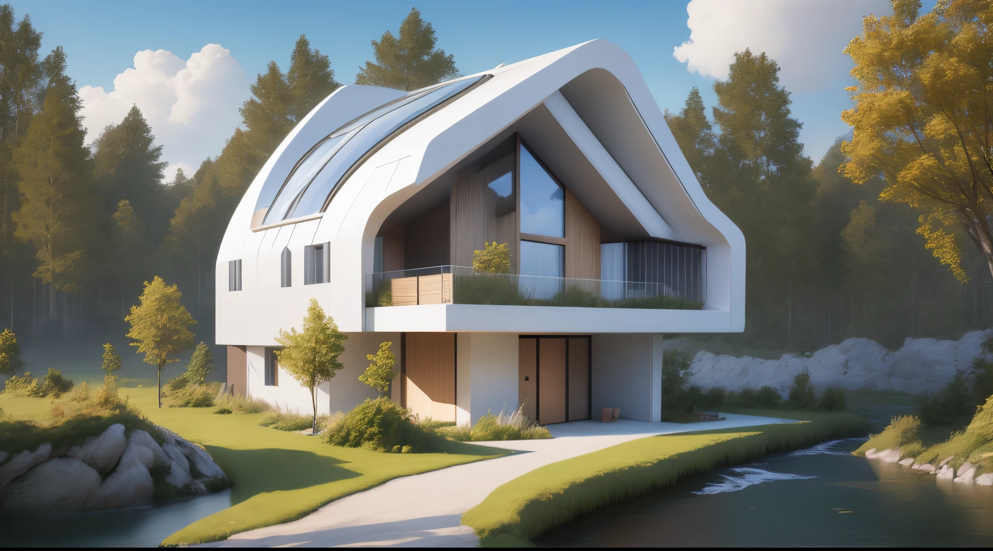 Une maison futuriste, ecological and realistic.