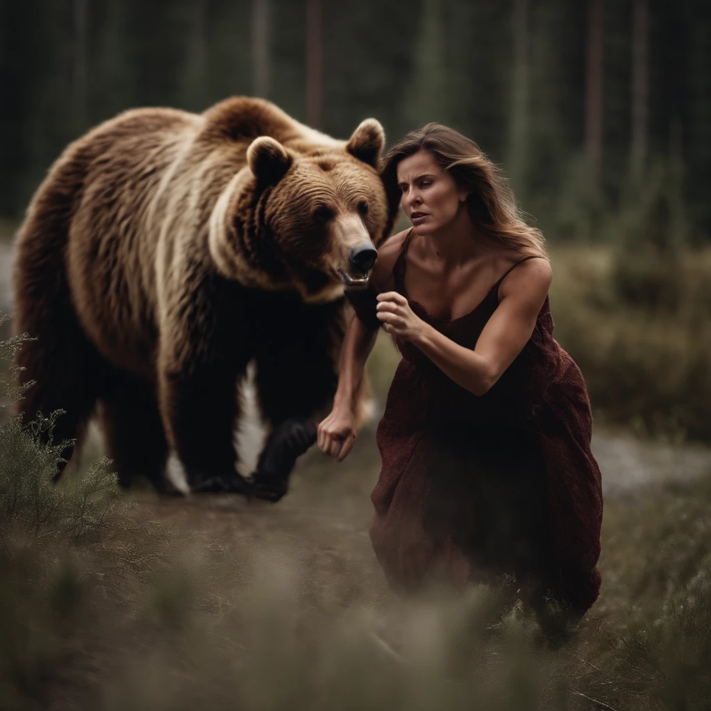 woman being attacked by a bear
