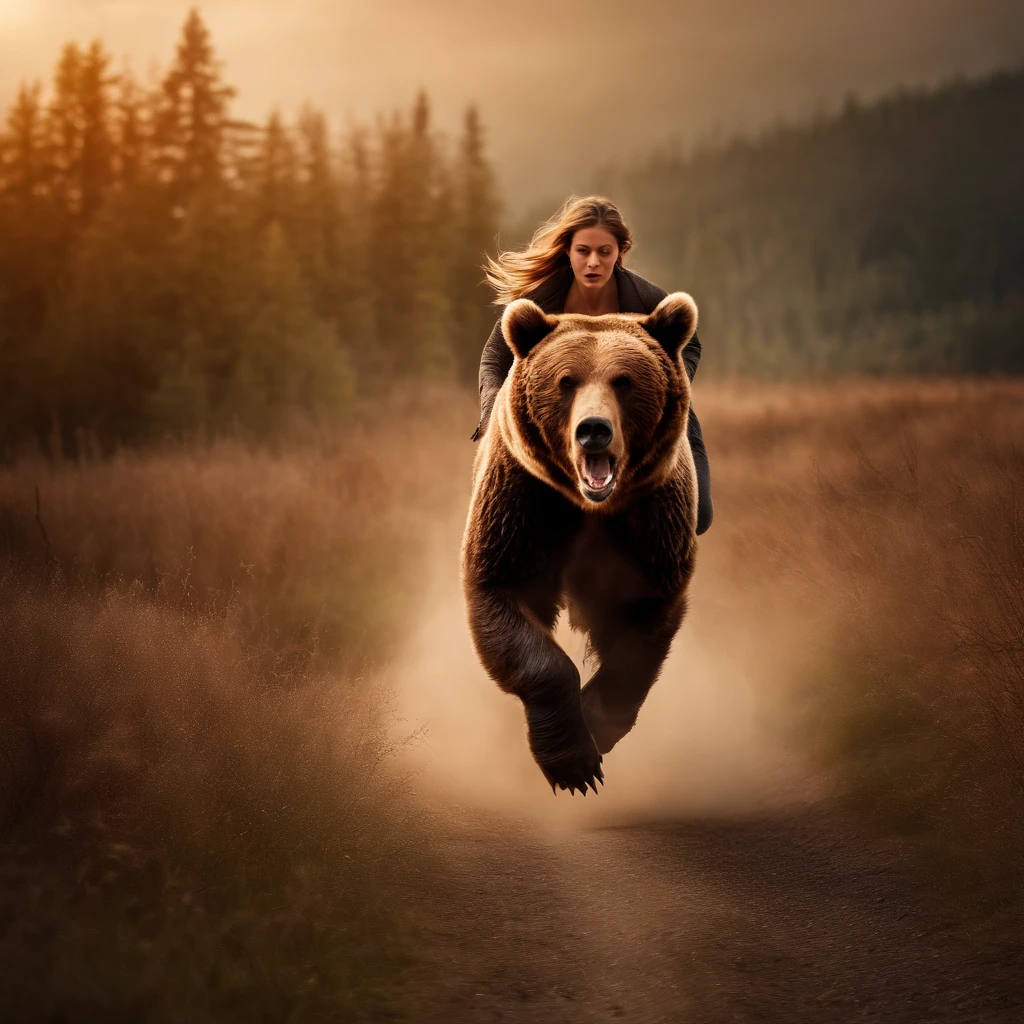 woman chased by bear