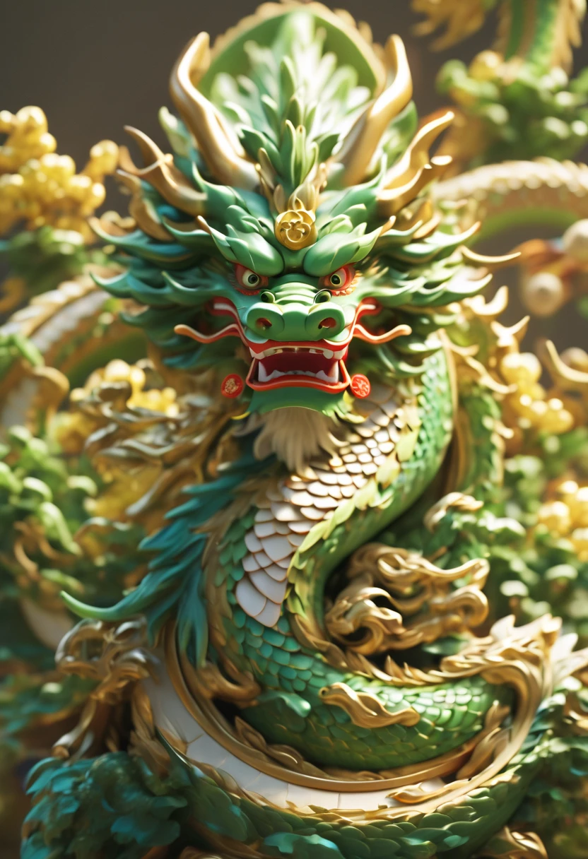 A cartoon chinese dragon character in 8K 3D style, charming anime characters, wildly popular, iconic pop culture comics, miniatures, Sandala Tang，bailing_eastern dragon，Year of the Dragon