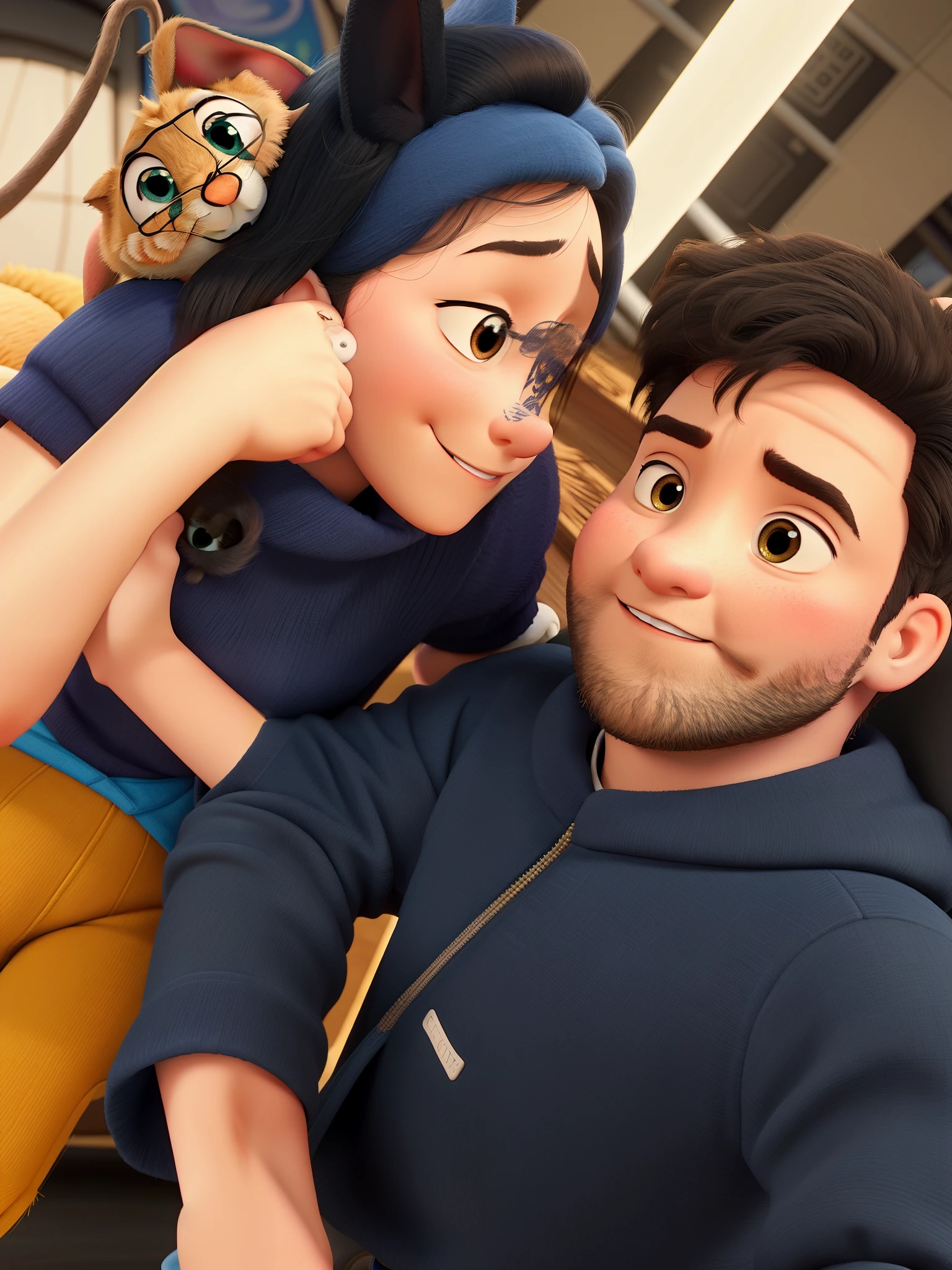 Pixar surrounded by affectionate but heartbroken rabbits