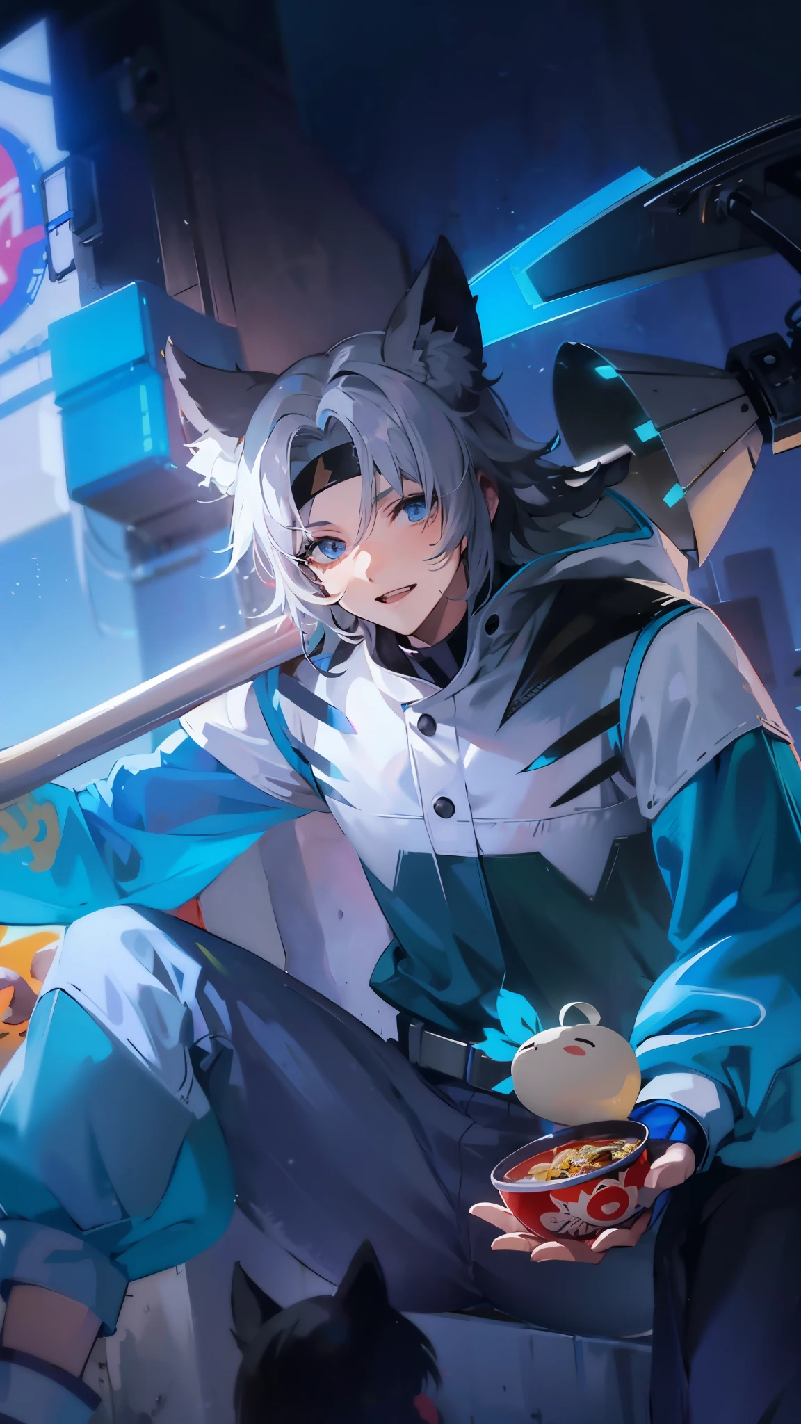 Anime cute boy,white hair,have six pack abs and big dick