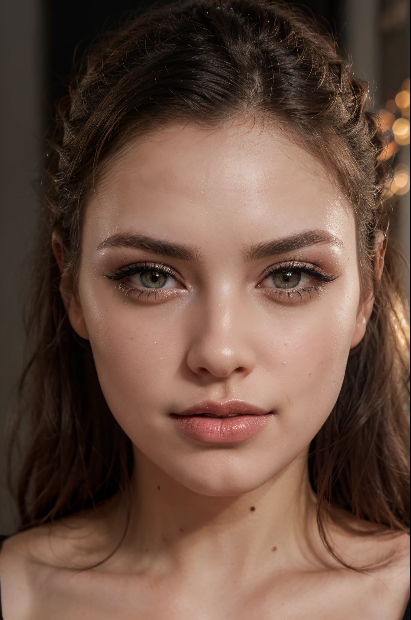 (Best Quality,4k,8K,hight resolution,Masterpiece:1.2), Ultra-detailed, (Realistic,Photorealistic,photo-realistic:1.37), Portrait of a girl with black hair and festive makeup beautiful detailed eyes, beautiful detailed lips, Extremely detailed eyes and face, long eyelashes, shiny and shiny hair, immaculate skin, black eyeliner, Smoky Eye Makeup, Perfect eyebrow shape, rosy cheeks, Bold red lipstick, glamorous and confident facial expression, wears a pink blouse and a fashionable and stylish black suit.