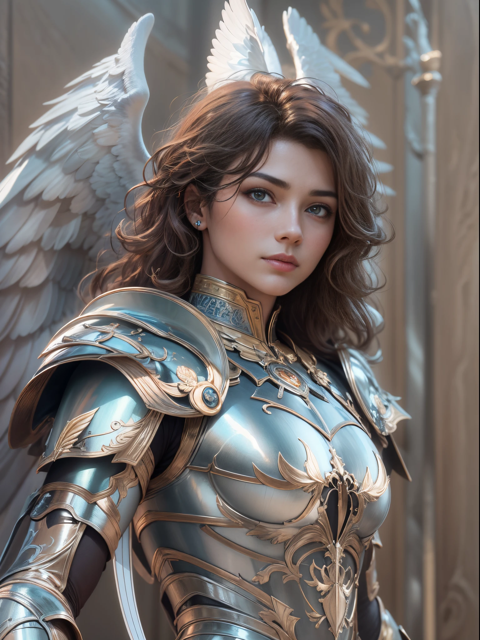 Archangel Michael、The Four Archangels、masutepiece,Best Quality,ultra-detailliert,hight resolution,hight resolution,4K,Portrait in 4K,8K,8K Portrait,Unity 8k壁纸,extremely details CG,Realistic,Raw photo,Real person,a portrait photo of,Photorealistic,Shiny skin,Detailed skin,